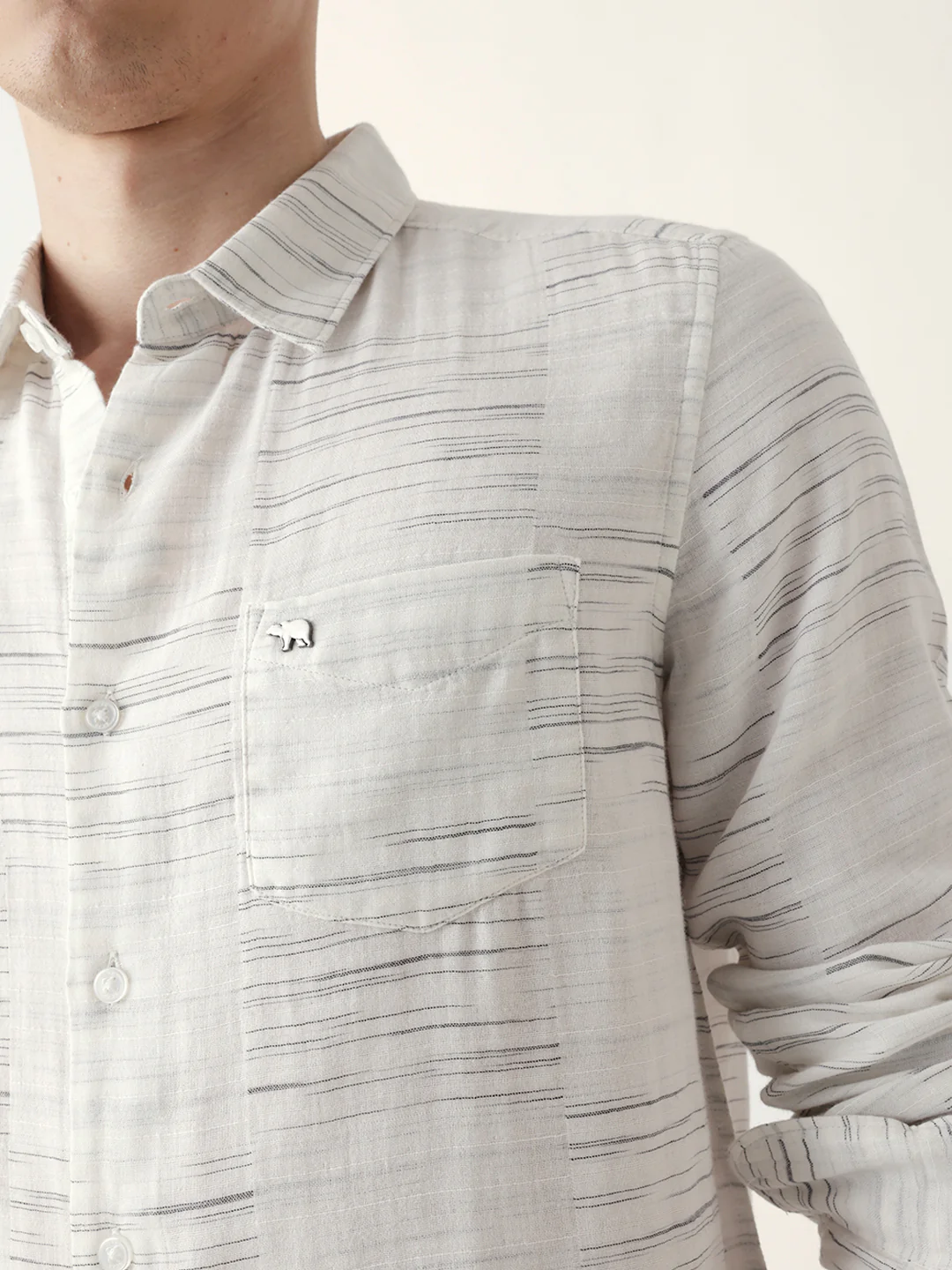 Men Casual Textured Stripe Shirt - Image 5