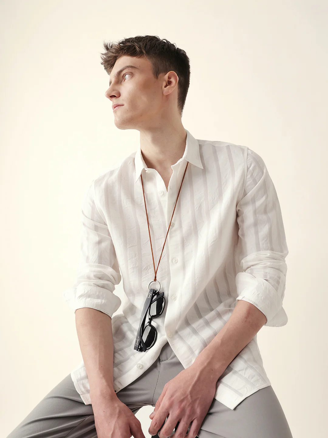 Men Casual Vertical Stripe Shirt