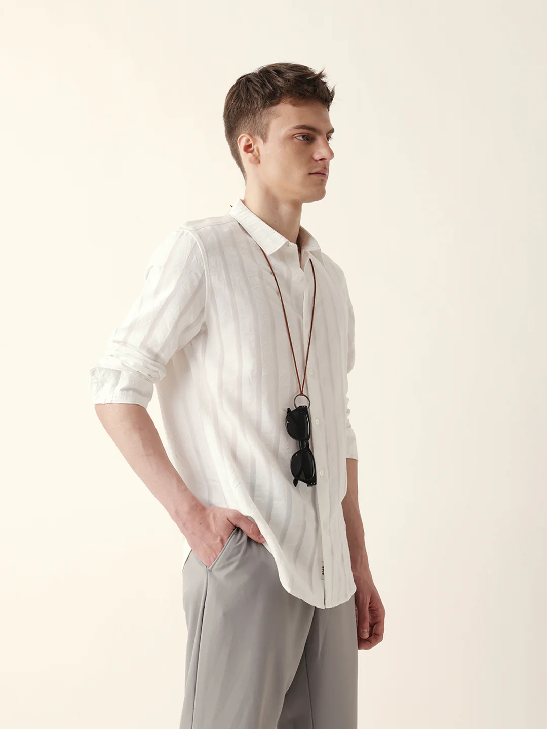 Men Casual Vertical Stripe Shirt - Image 4