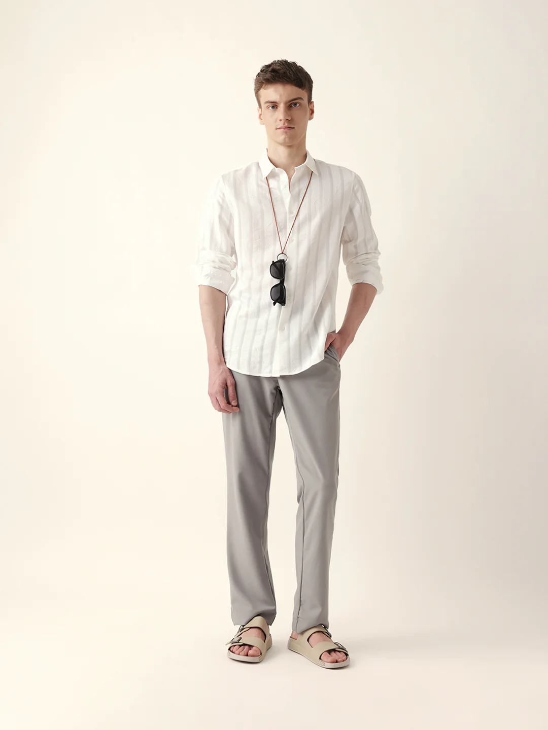 Men Casual Vertical Stripe Shirt - Image 7