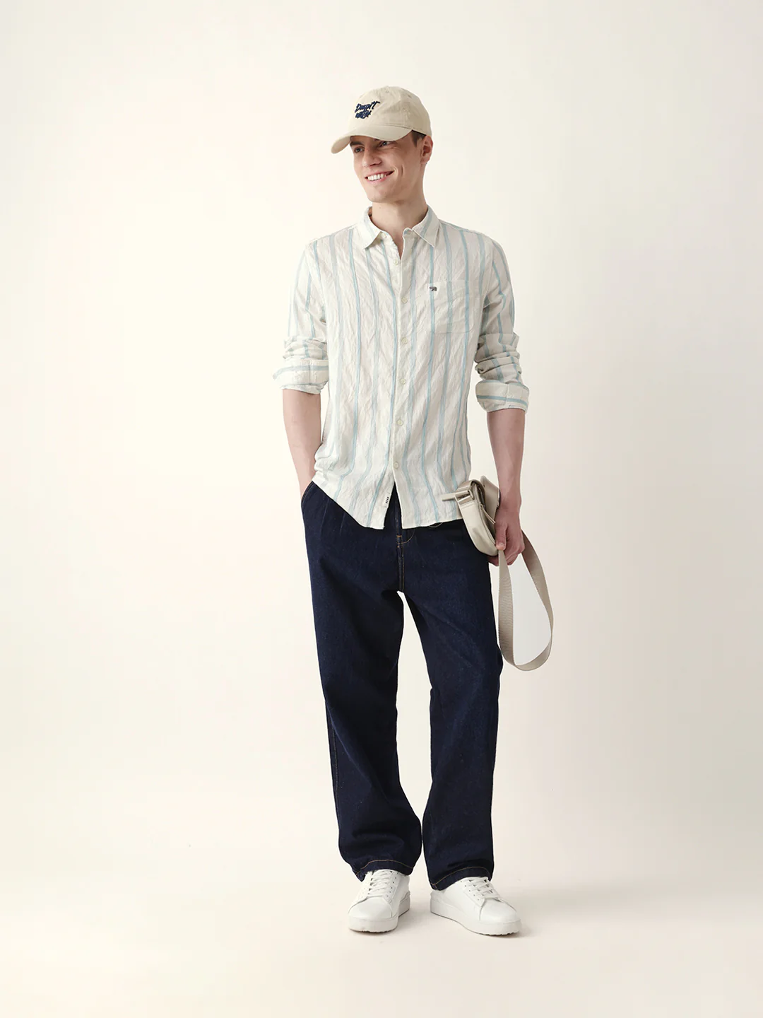 Men Casual Vertical Stripe Shirt - Image 3