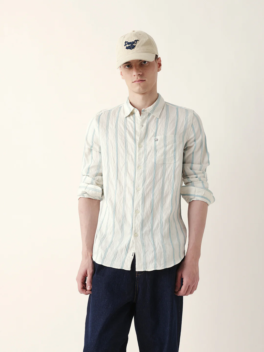 Men Casual Vertical Stripe Shirt - Image 4