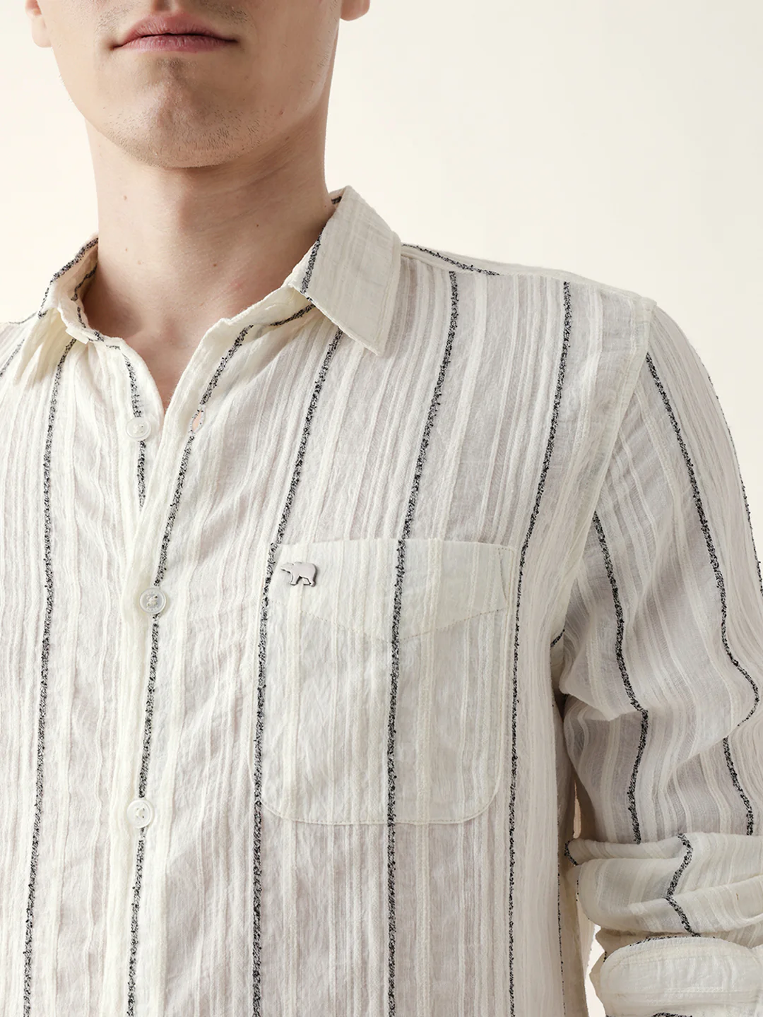 Men Casual Vertical Stripe Shirt - Image 5