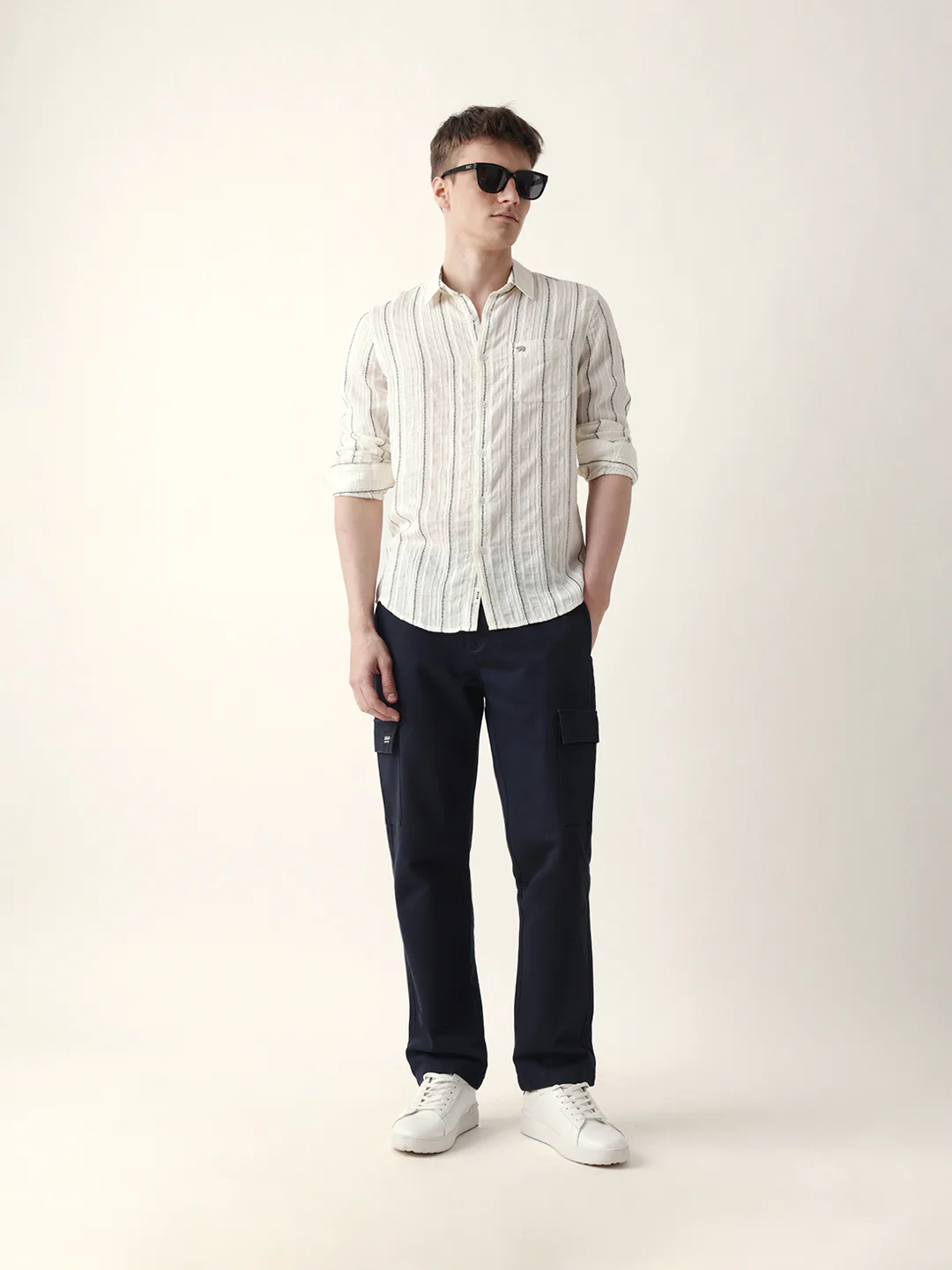 Men Casual Vertical Stripe Shirt - Image 7