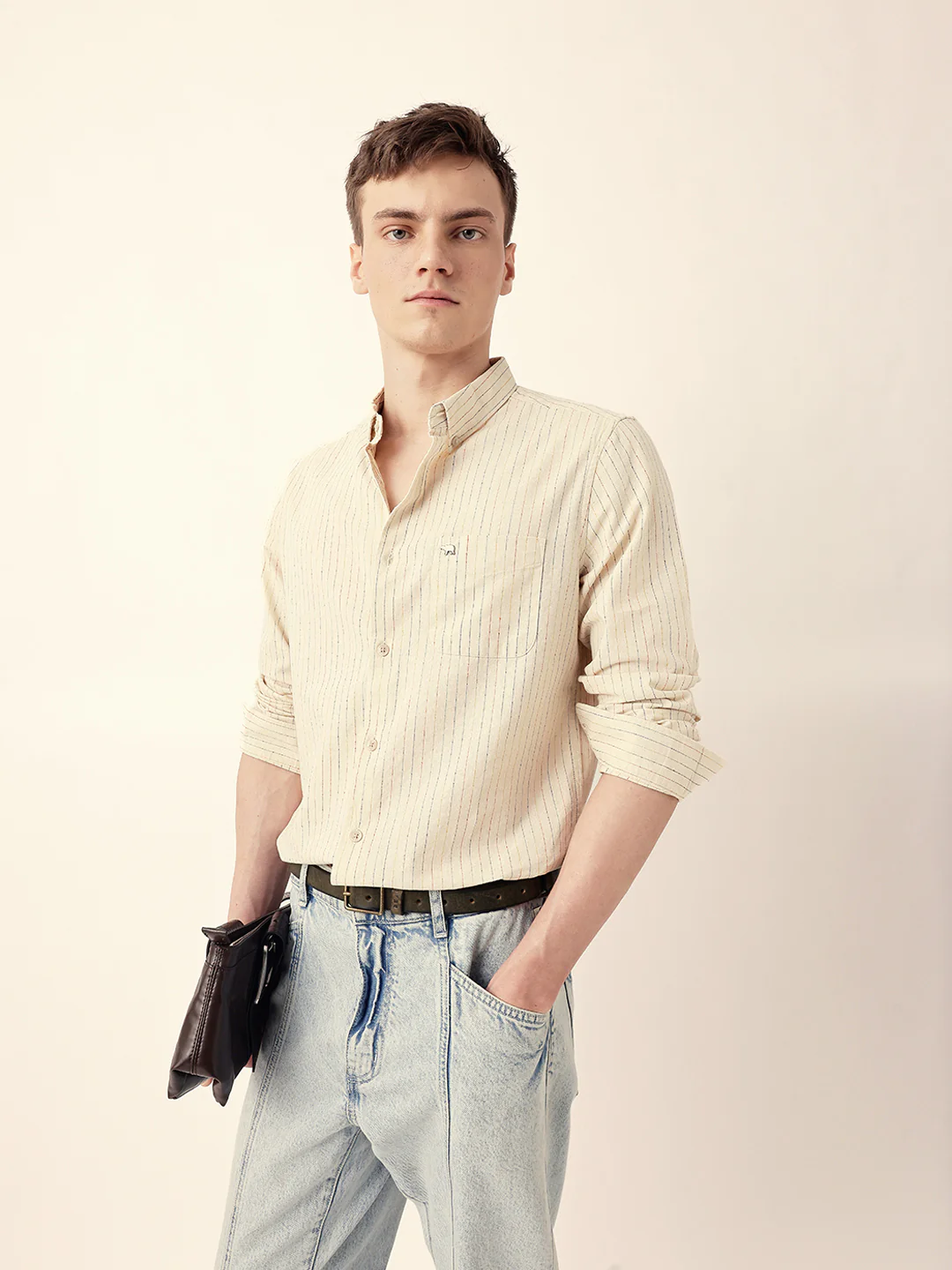 Men Casual Vertical Stripe Shirt - Image 2