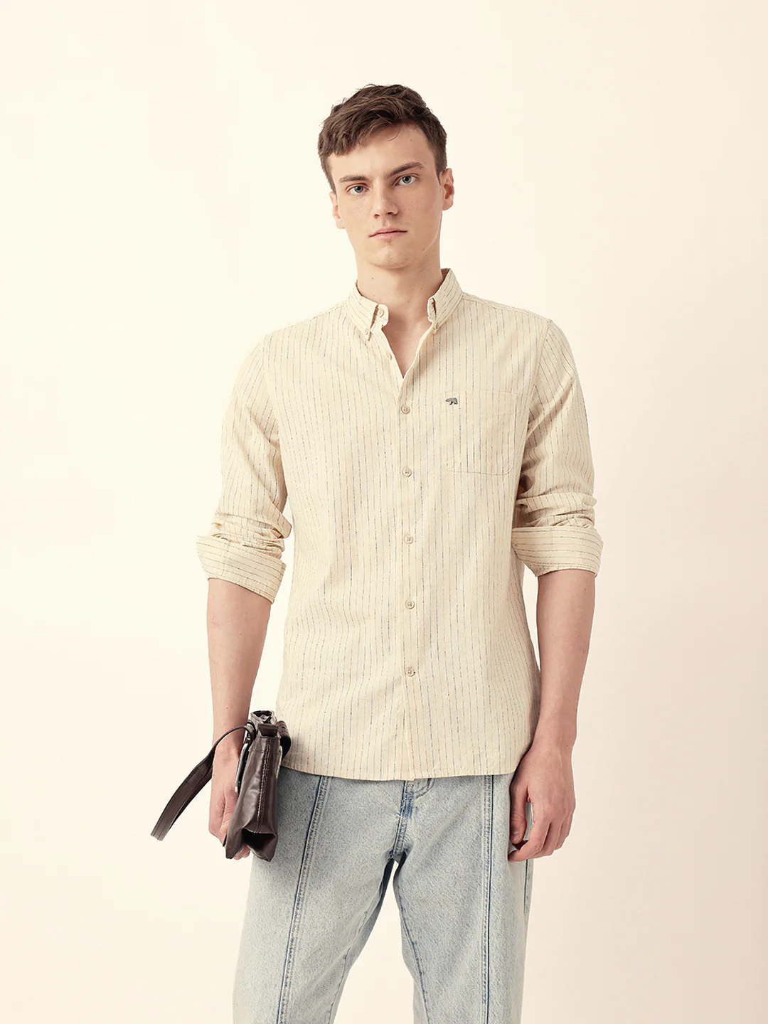 Men Casual Vertical Stripe Shirt - Image 3