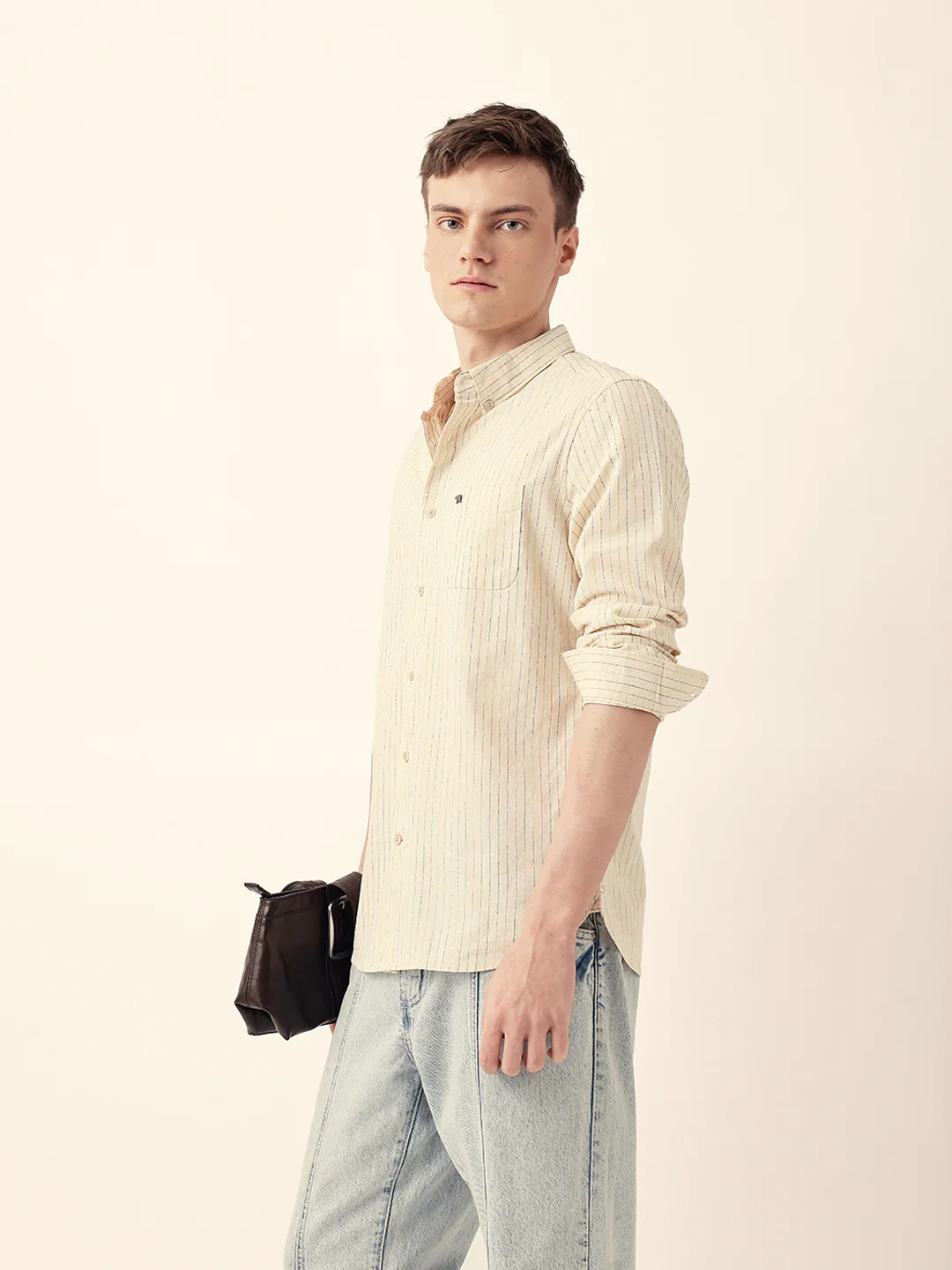 Men Casual Vertical Stripe Shirt - Image 4