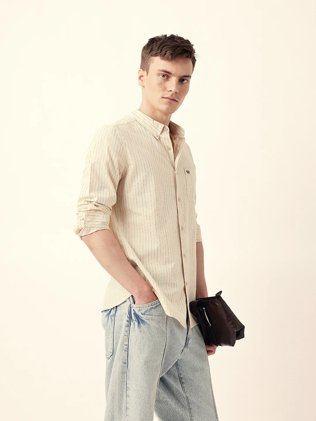 Men Casual Vertical Stripe Shirt - Image 5