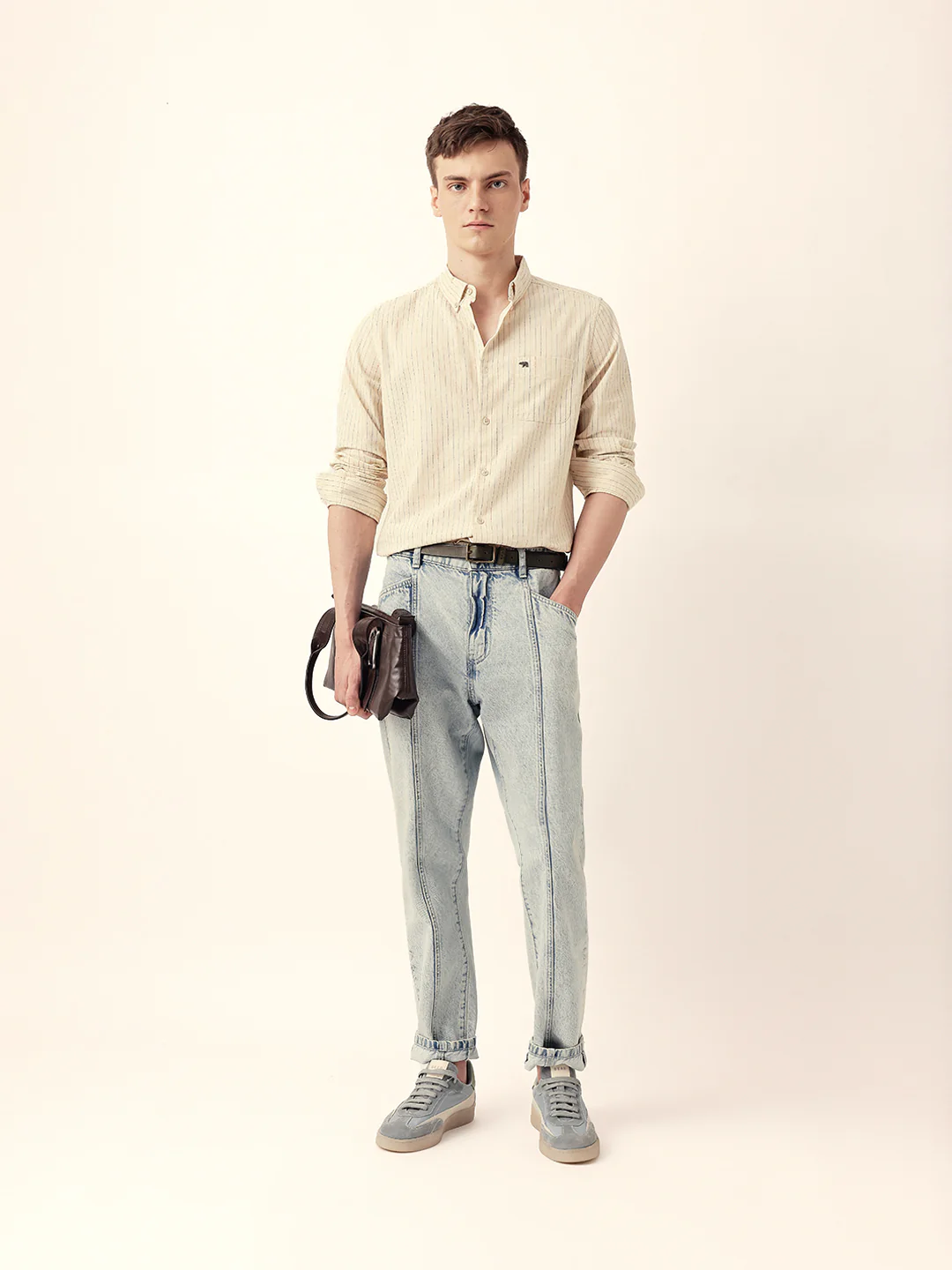 Men Casual Vertical Stripe Shirt - Image 8