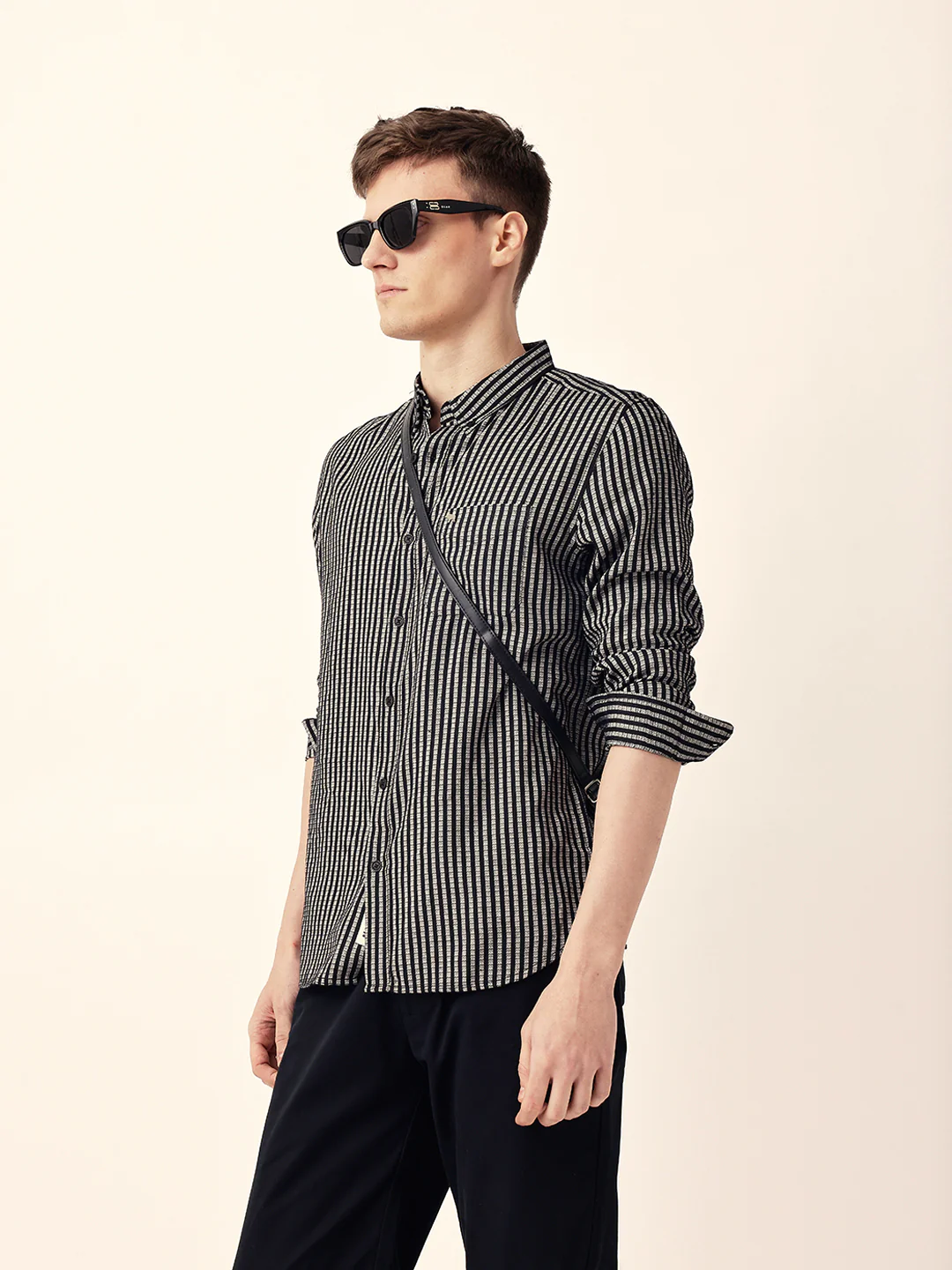 Men Casual Vertical Stripe Shirt - Image 3
