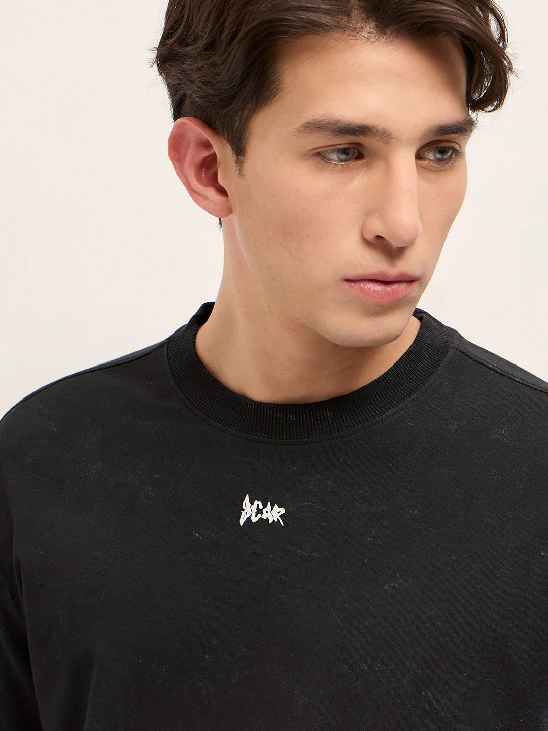Men Charcoal Grey Oversized Washed T-Shirt - Image 5
