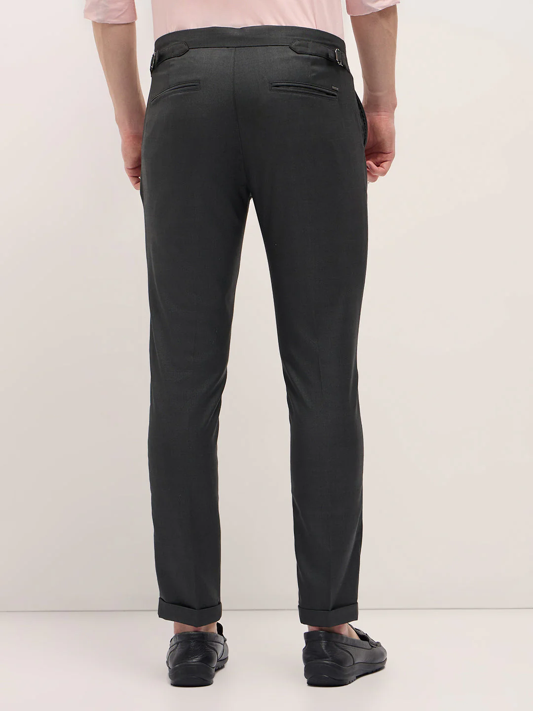 Men Charcoal Grey Slim Fit Formal Trouser - Image 2