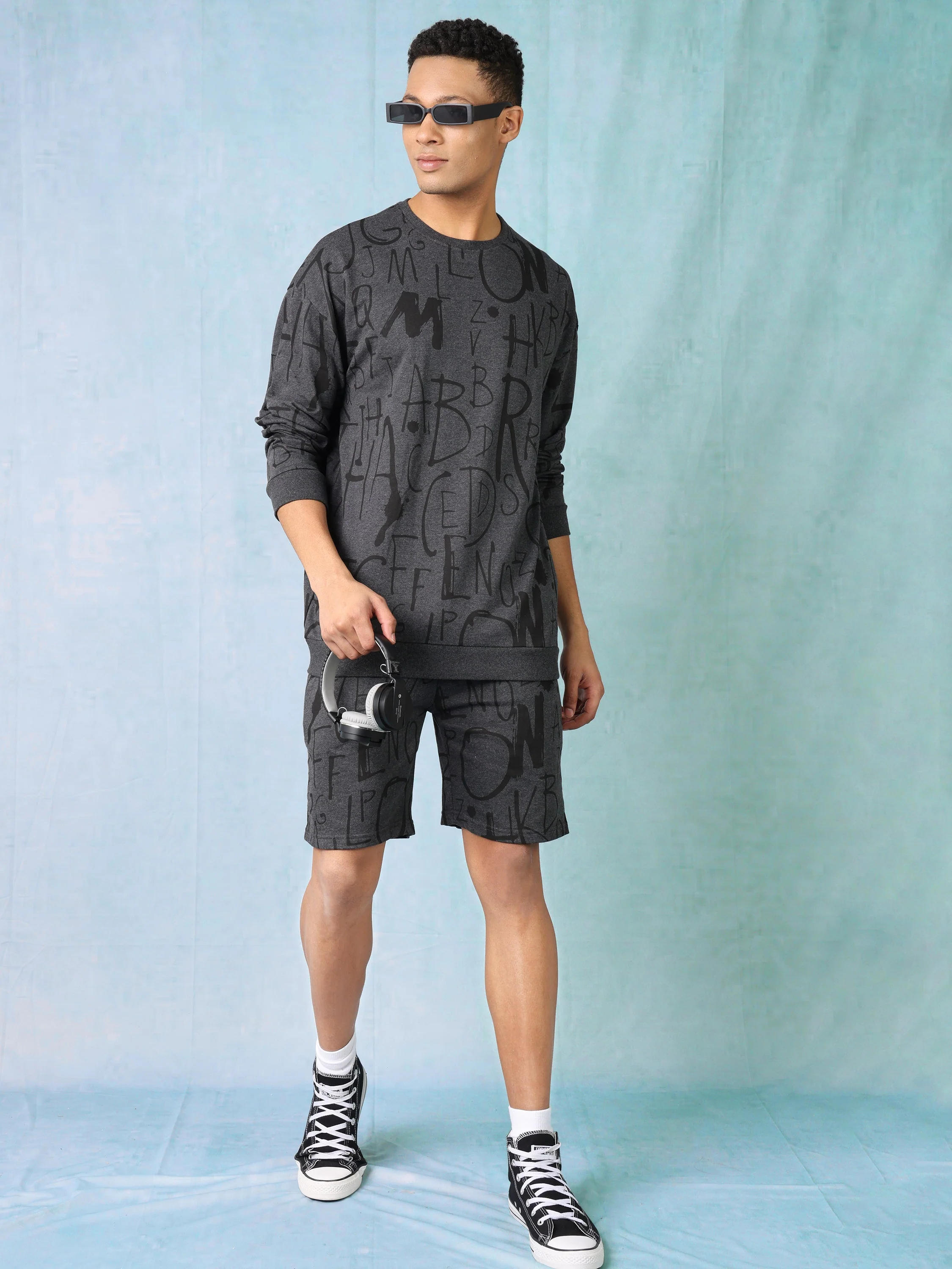 Men Charcoal Oversized Co-ord set - Image 2