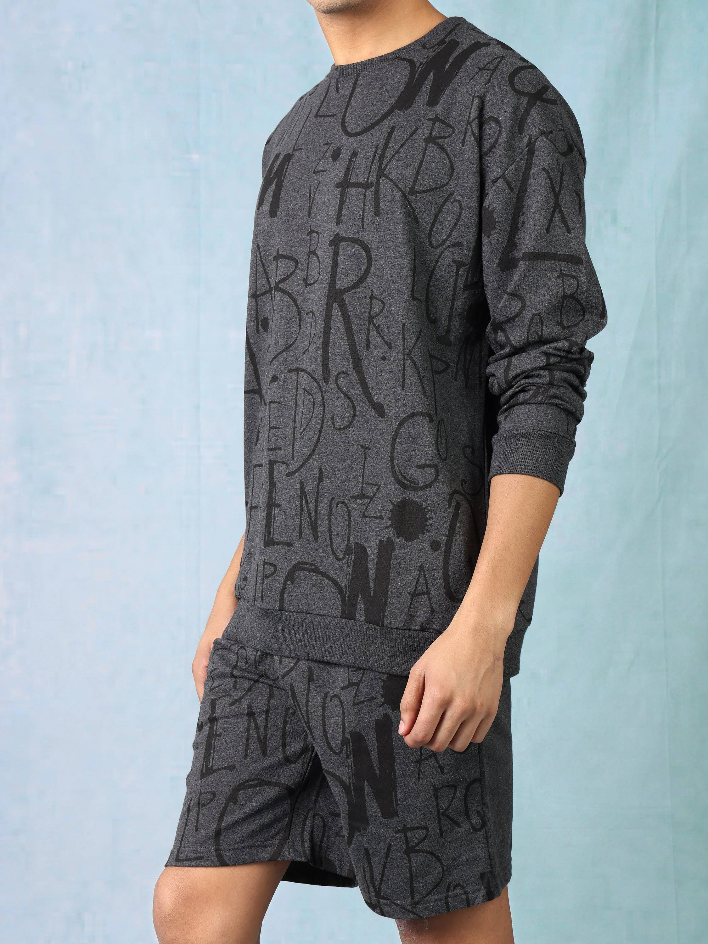 Men Charcoal Oversized Co-ord set - Image 4
