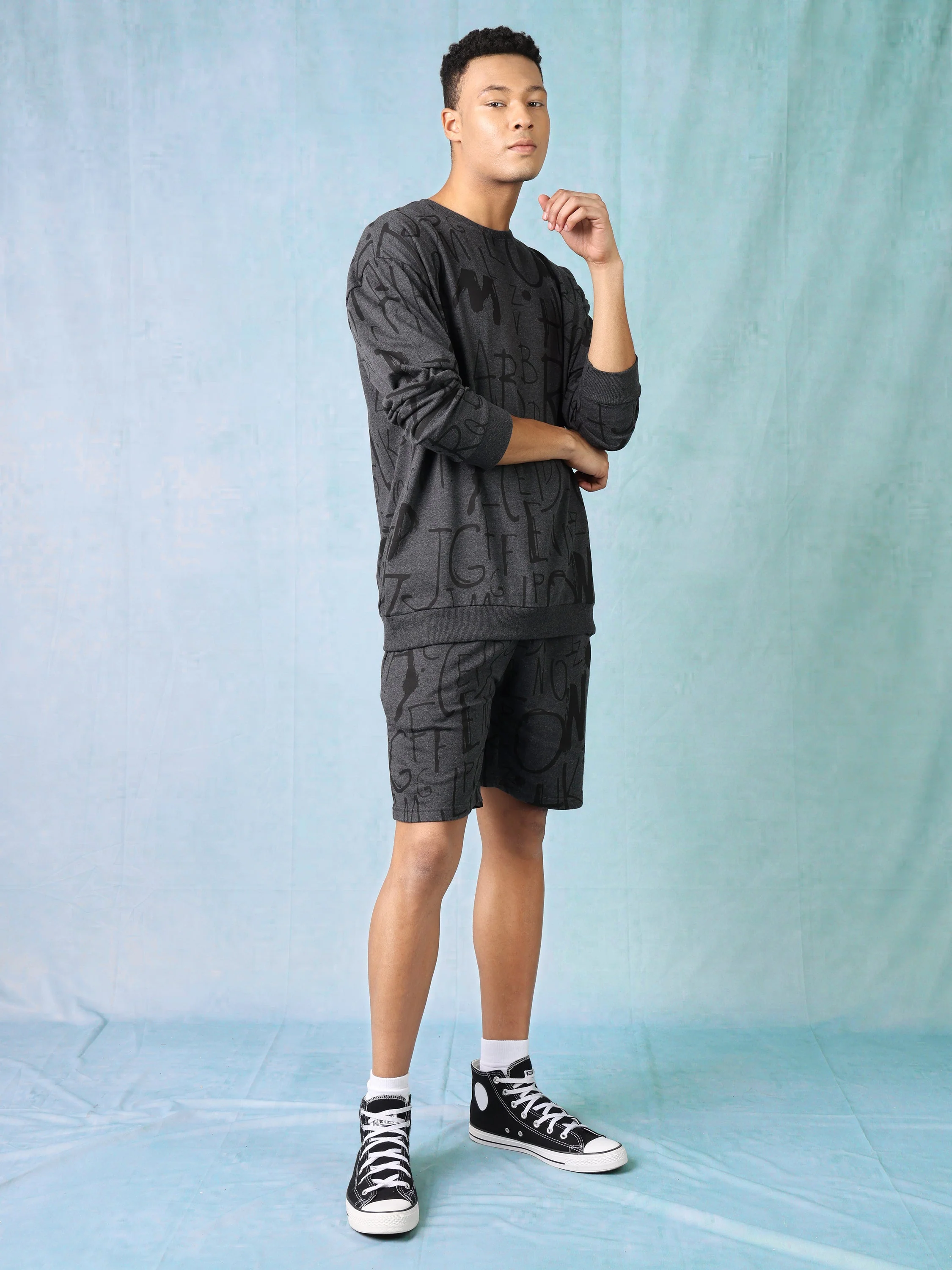 Men Charcoal Oversized Co-ord set - Image 6