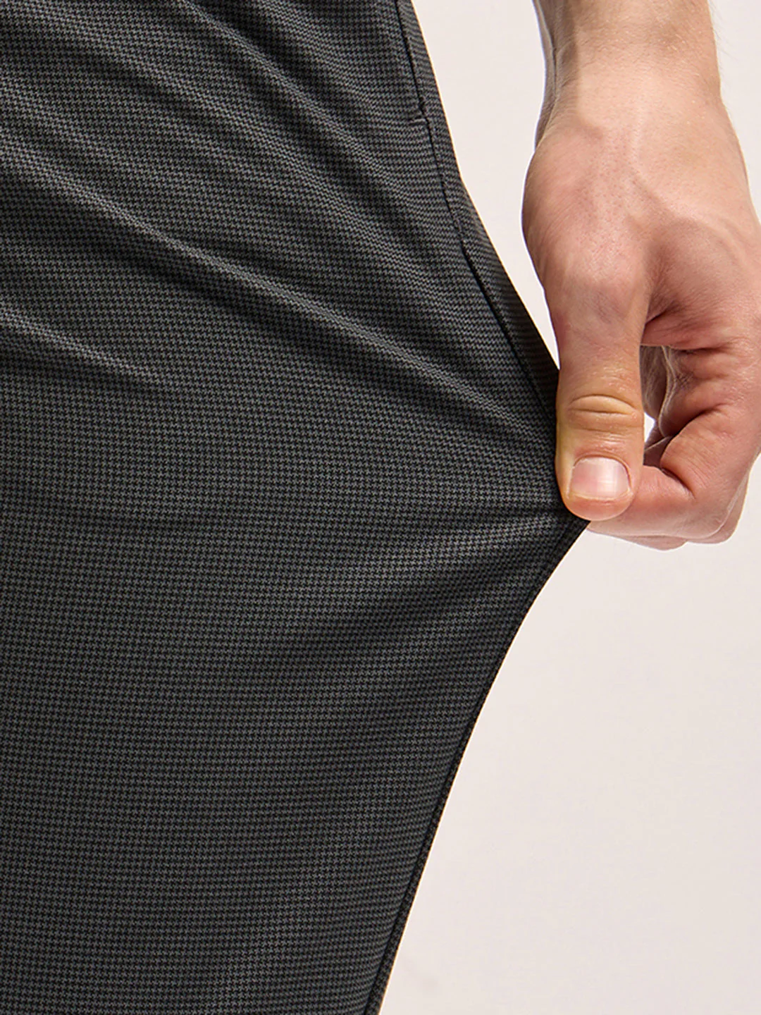 Men Charcoal Self Design 4 Way Stretch Formal Trouser - Image 6