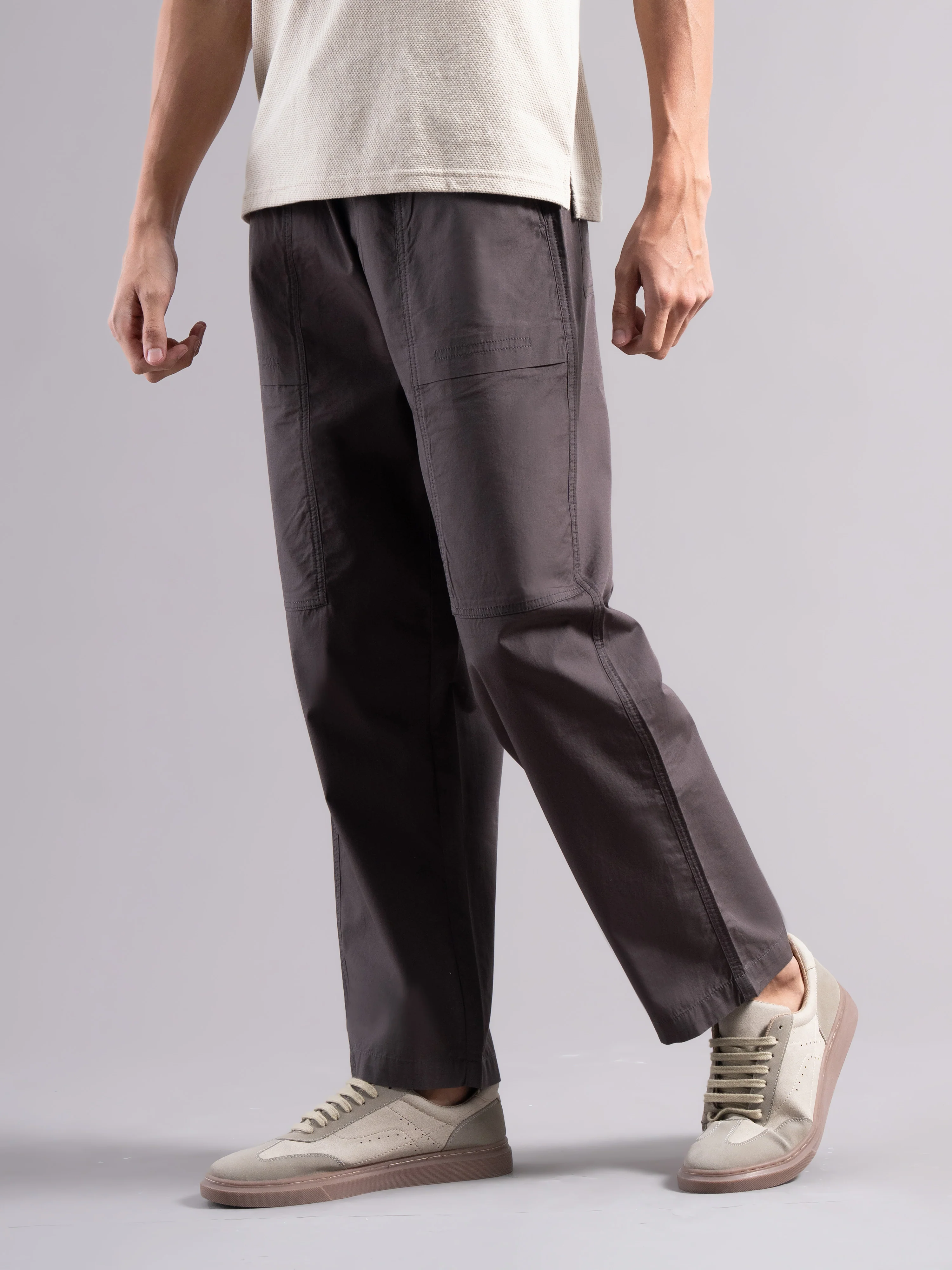 Men Grey Buckle Waist Trousers - Image 6