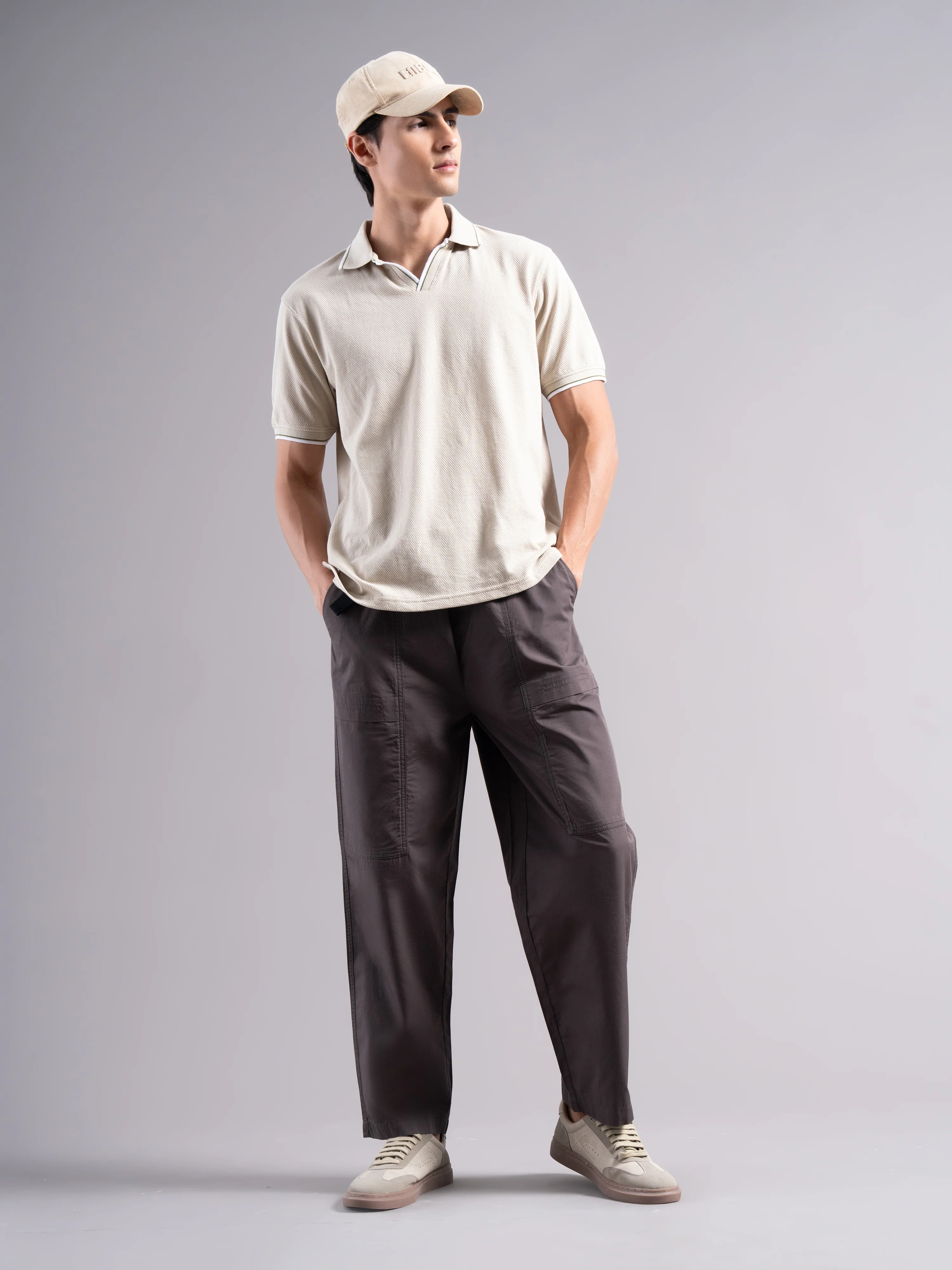 Men Grey Buckle Waist Trousers - Image 7