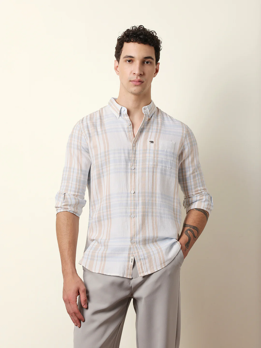 Men Checked Casual Full-Sleeve Shirt - Image 3