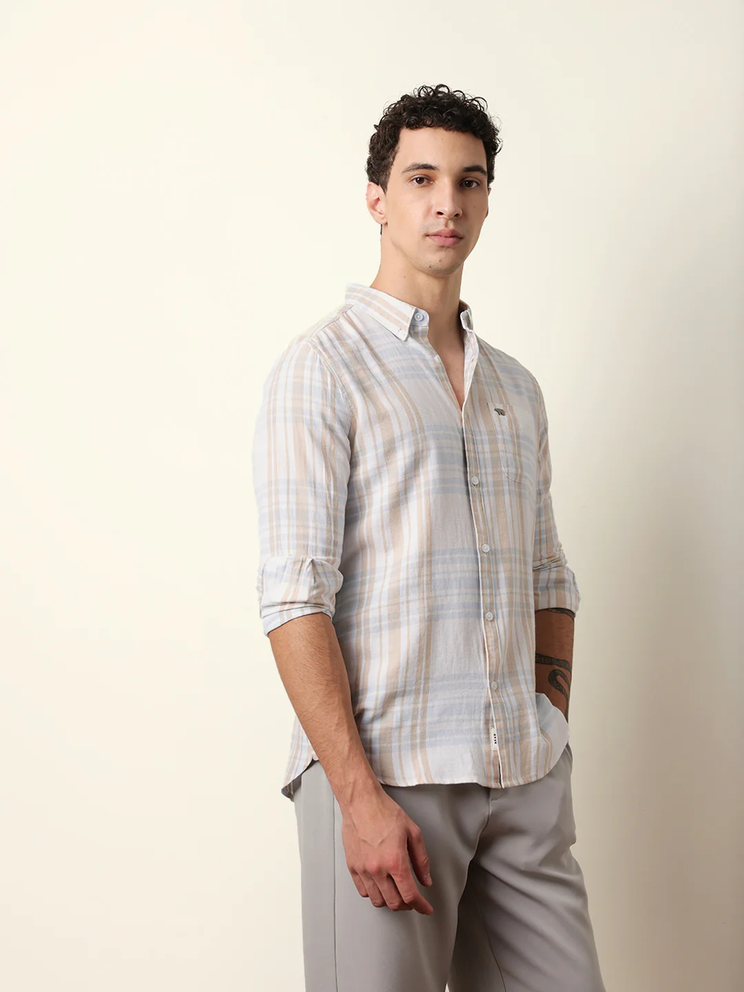 Men Checked Casual Full-Sleeve Shirt - Image 5