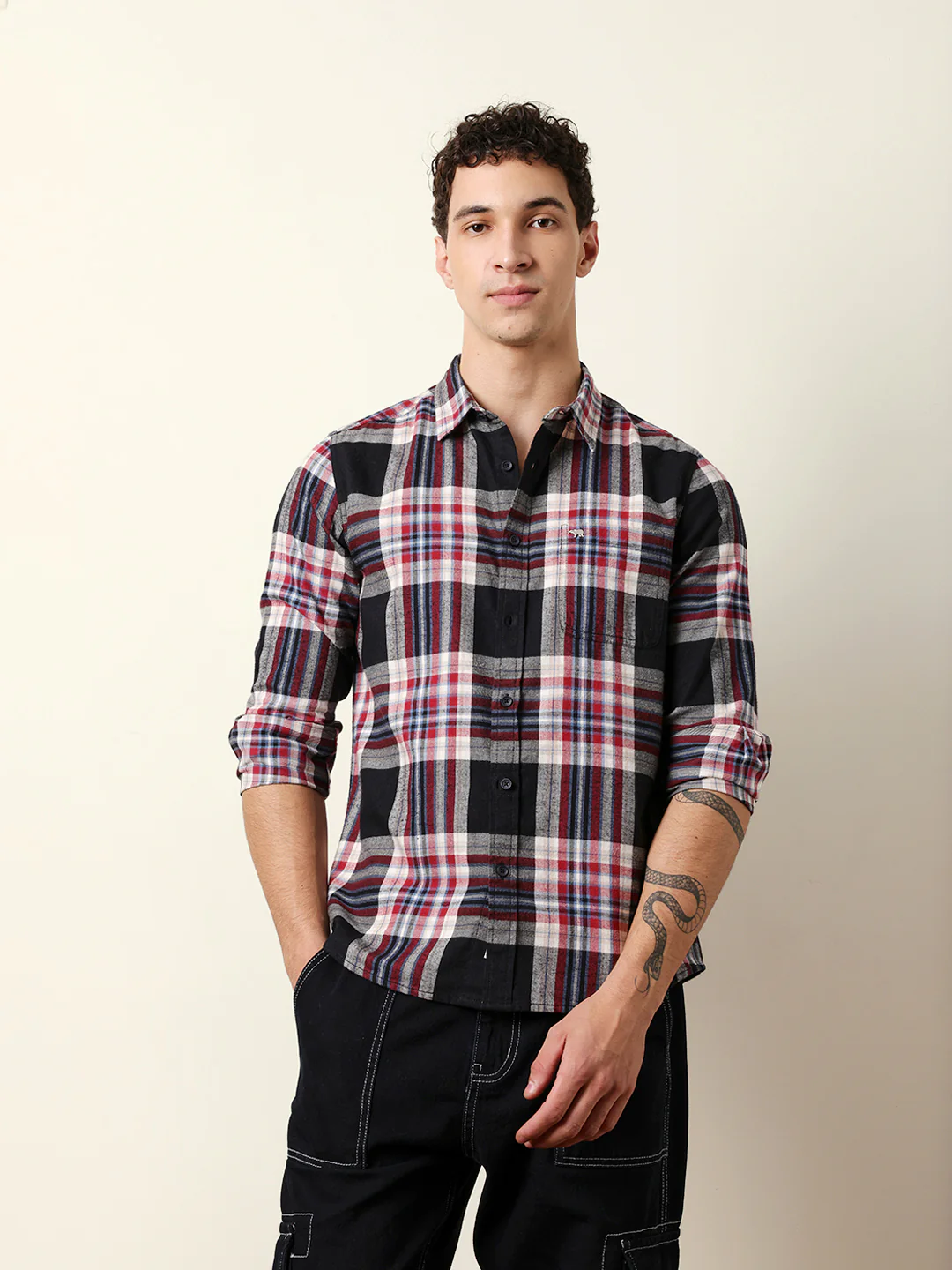 Men Checked Casual Full-Sleeve Shirt - Image 3