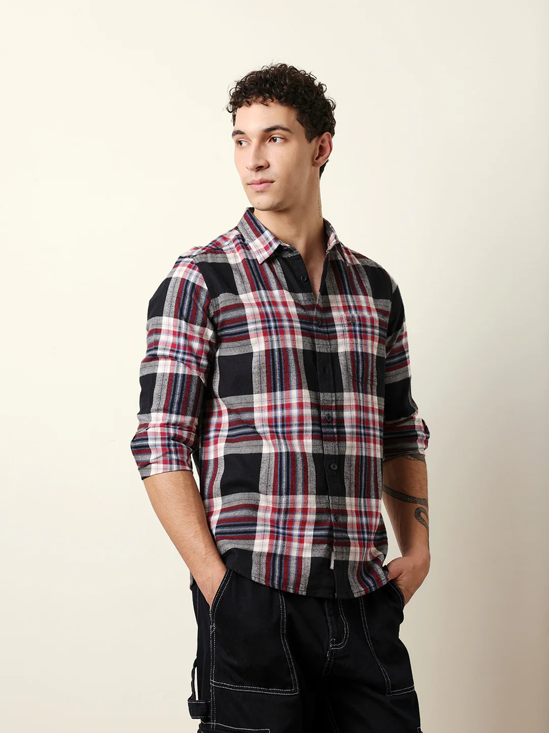 Men Checked Casual Full-Sleeve Shirt - Image 5