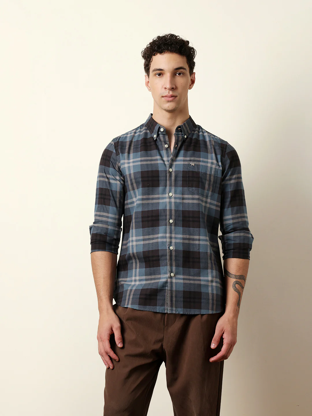 Men Checked Casual Full-Sleeve Shirt - Image 3
