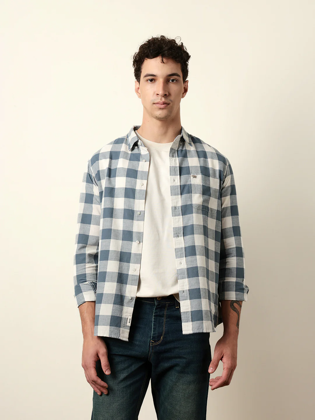 Men Checked Casual Full-Sleeve Shirt - Image 3
