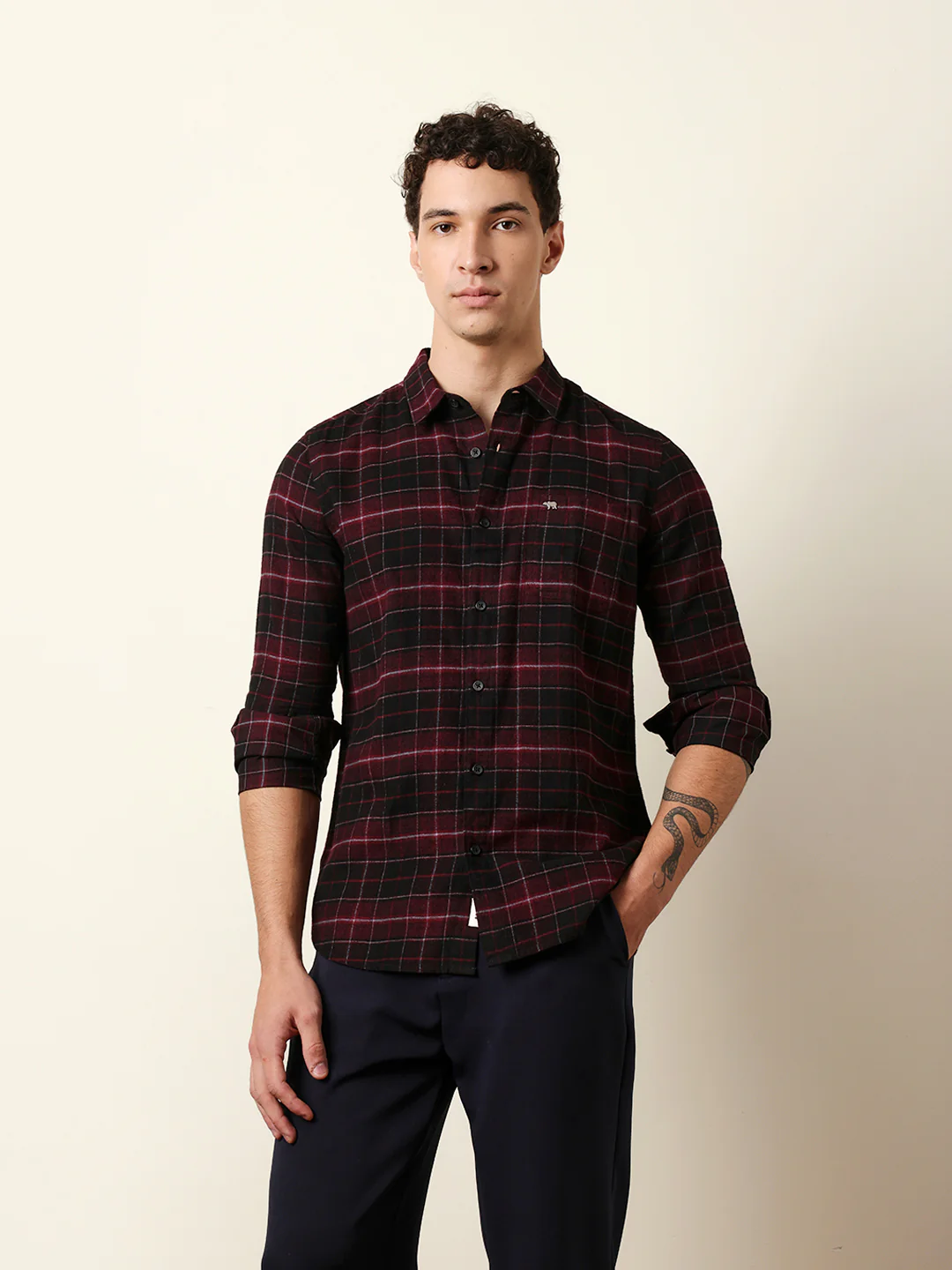 Men Checked Casual Full-Sleeve Shirt - Image 3