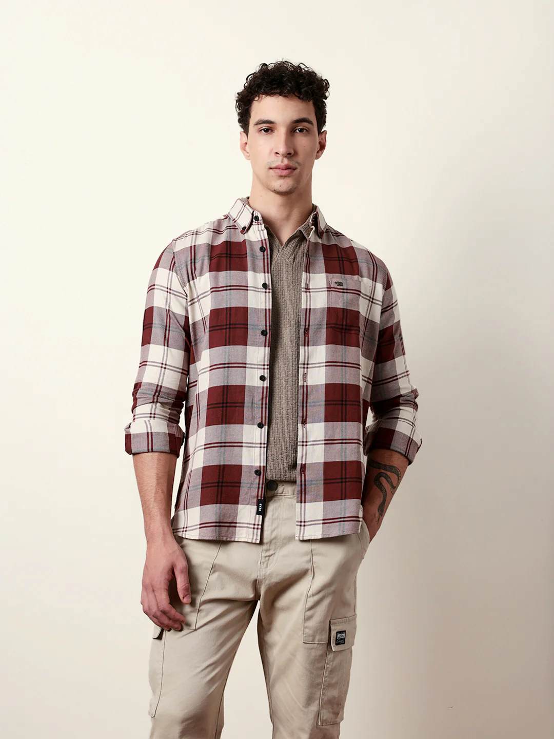 Men Checked Casual Full-Sleeve Shirt - Image 3