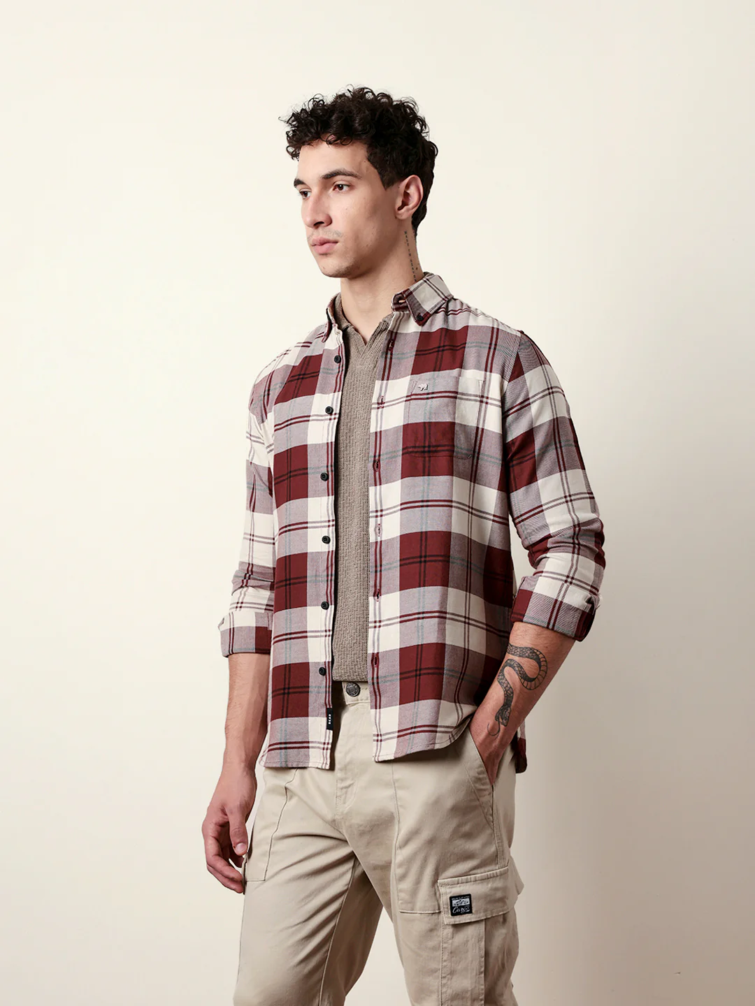 Men Checked Casual Full-Sleeve Shirt - Image 4
