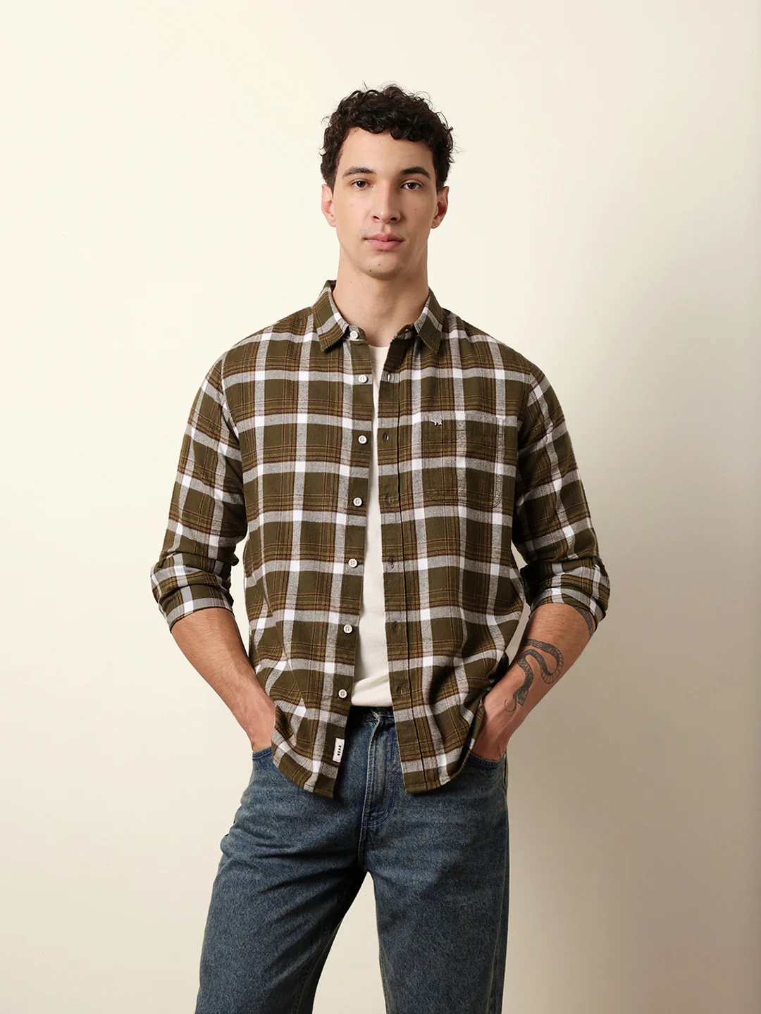 Men Checked Casual Full-Sleeve Shirt - Image 3