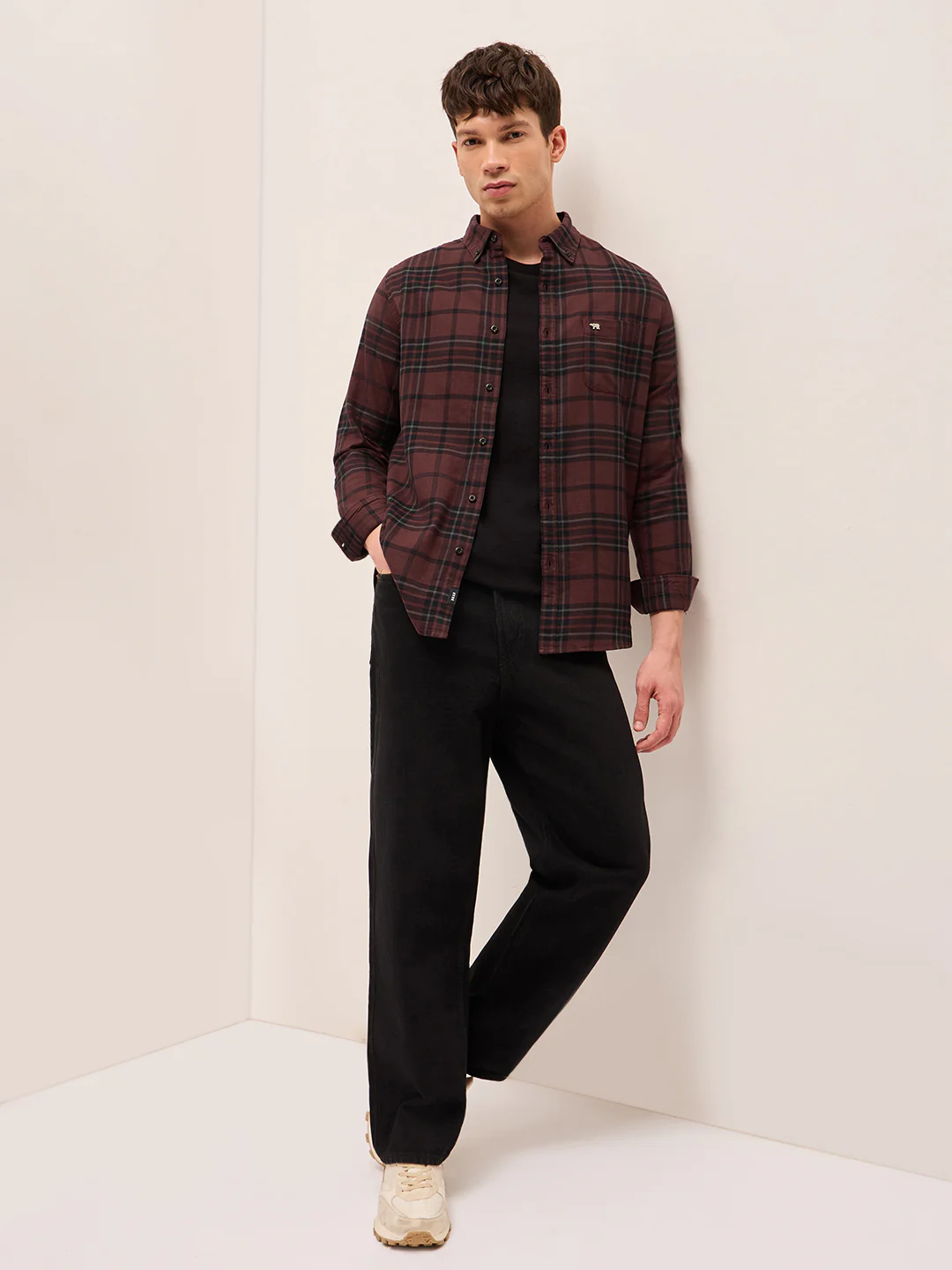 Men Checked Cotton Casual Shirt - Image 4
