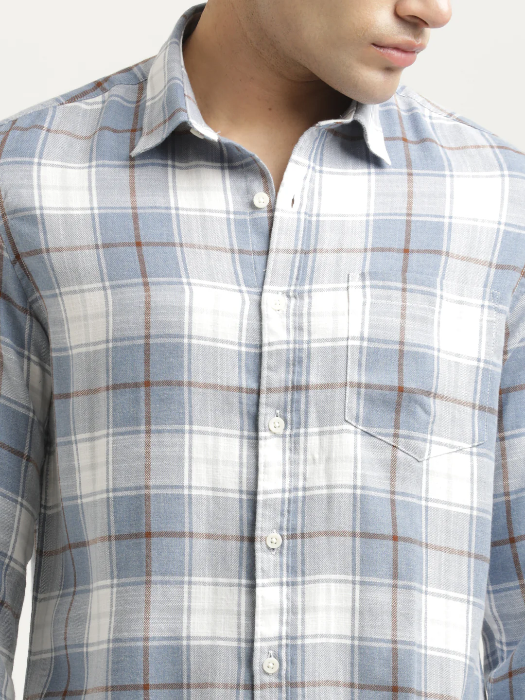 Men Checked Cotton-Linen Shirt - Image 3