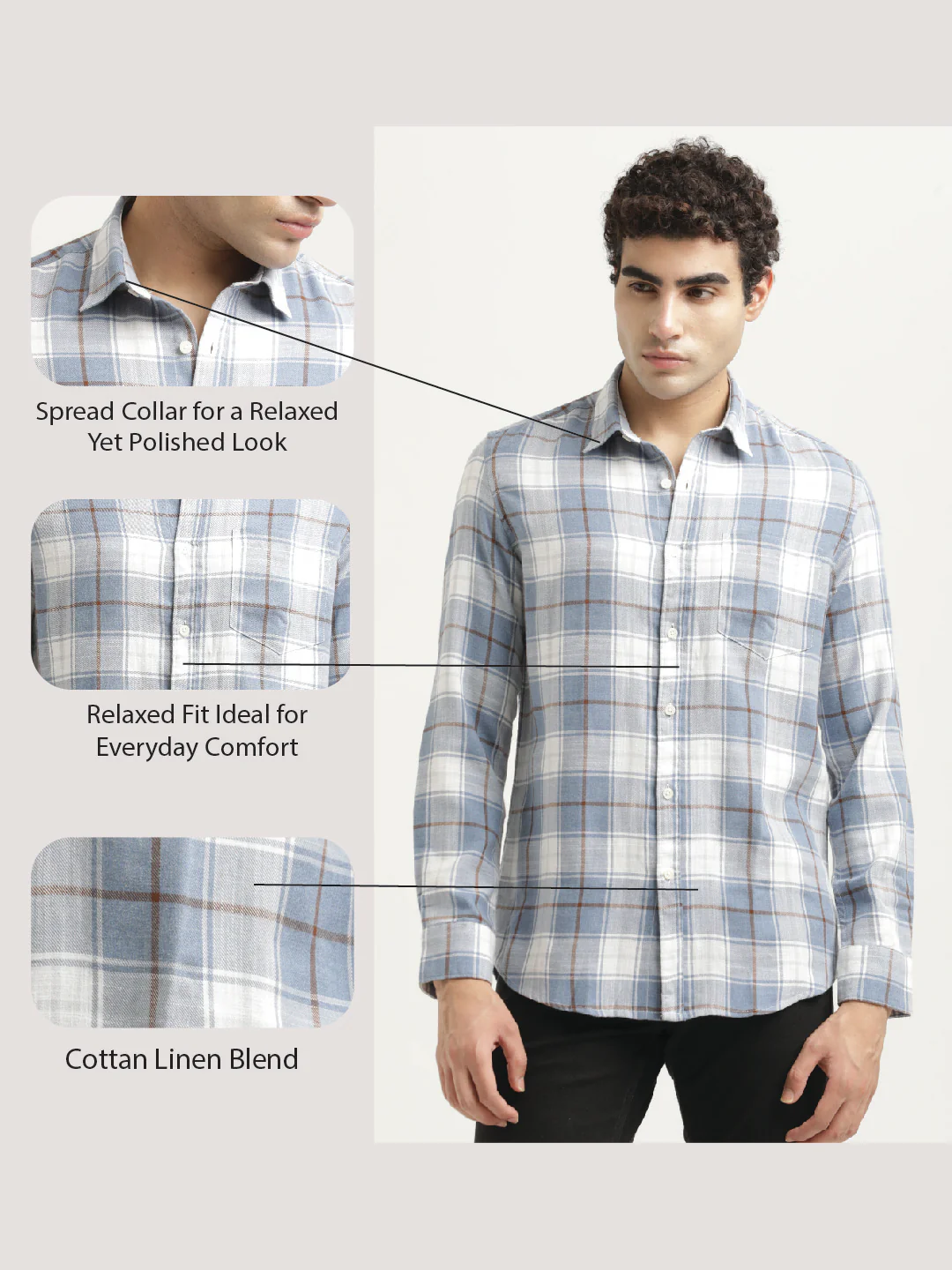 Men Checked Cotton-Linen Shirt - Image 6