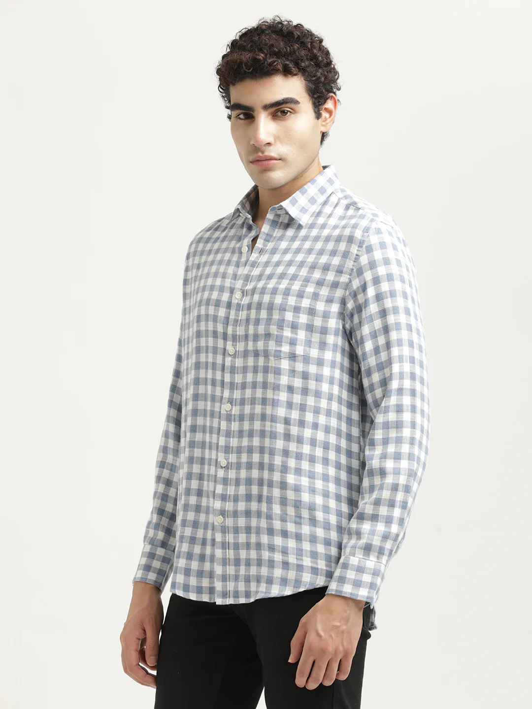 Men Checked Cotton-Linen Shirt - Image 2