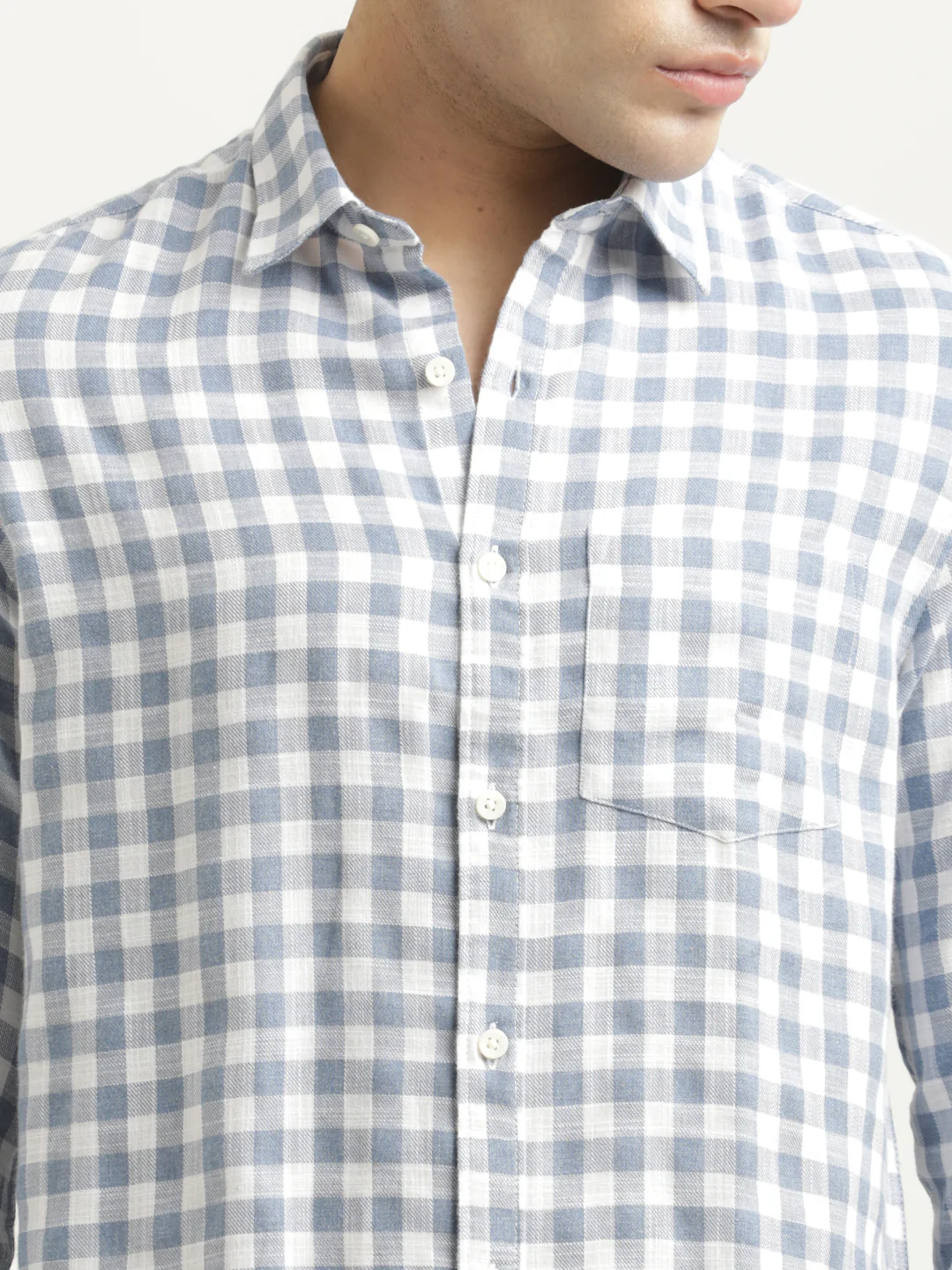Men Checked Cotton-Linen Shirt - Image 4