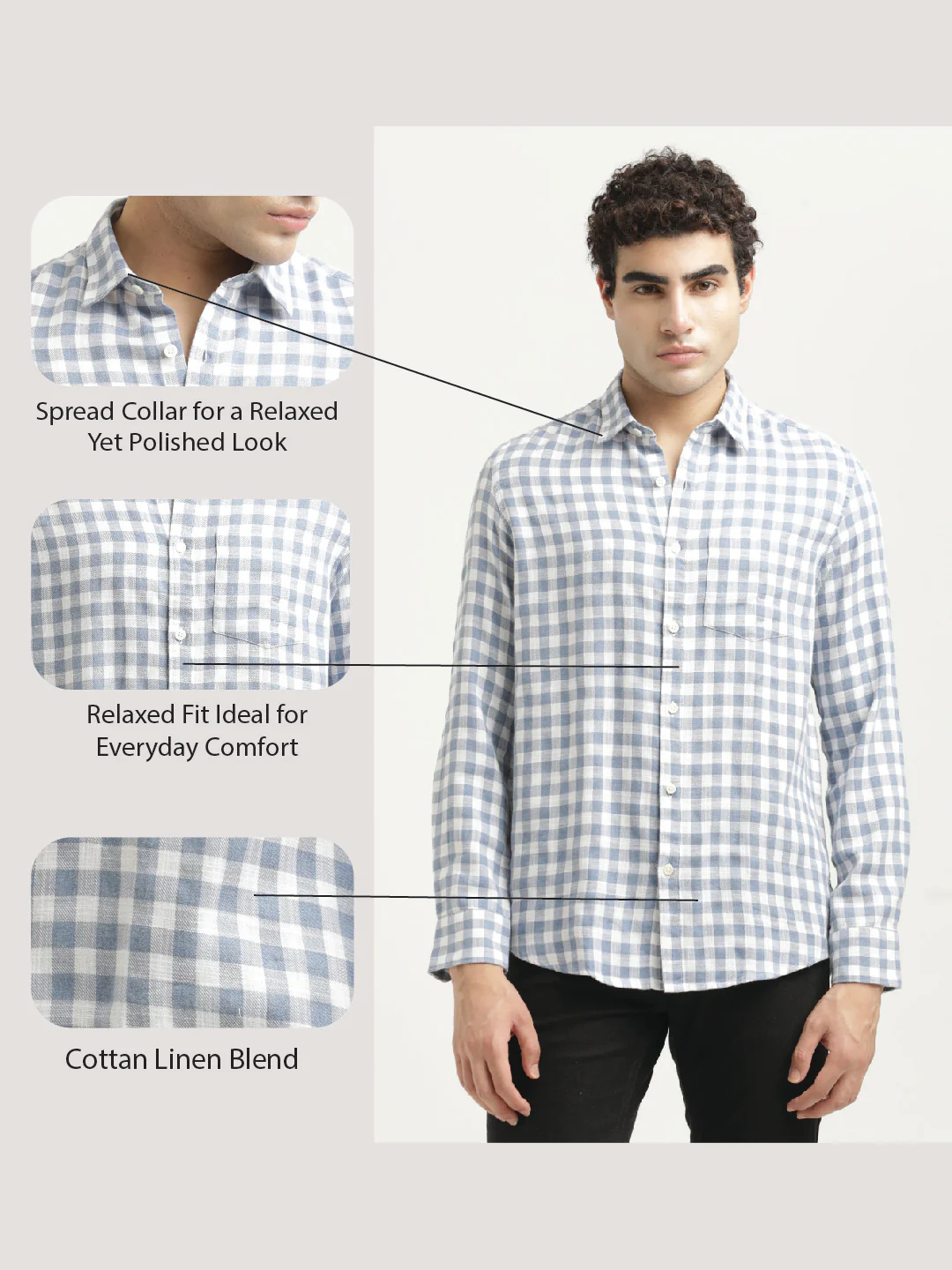 Men Checked Cotton-Linen Shirt - Image 6