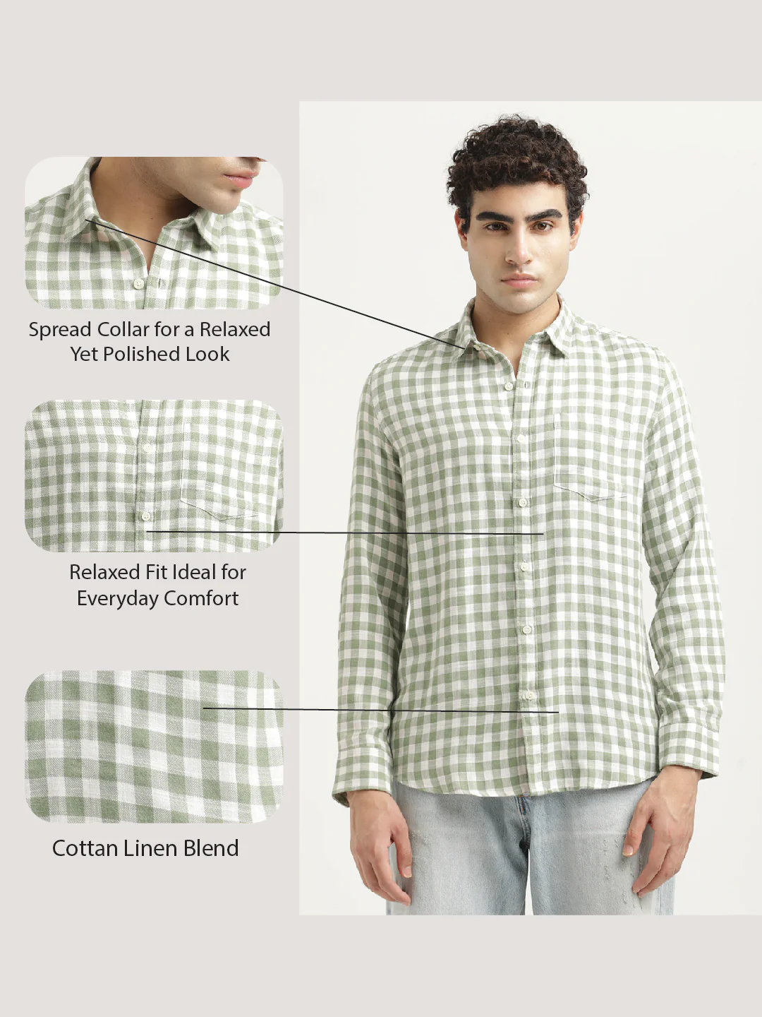 Men Checked Cotton-Linen Shirt - Image 2