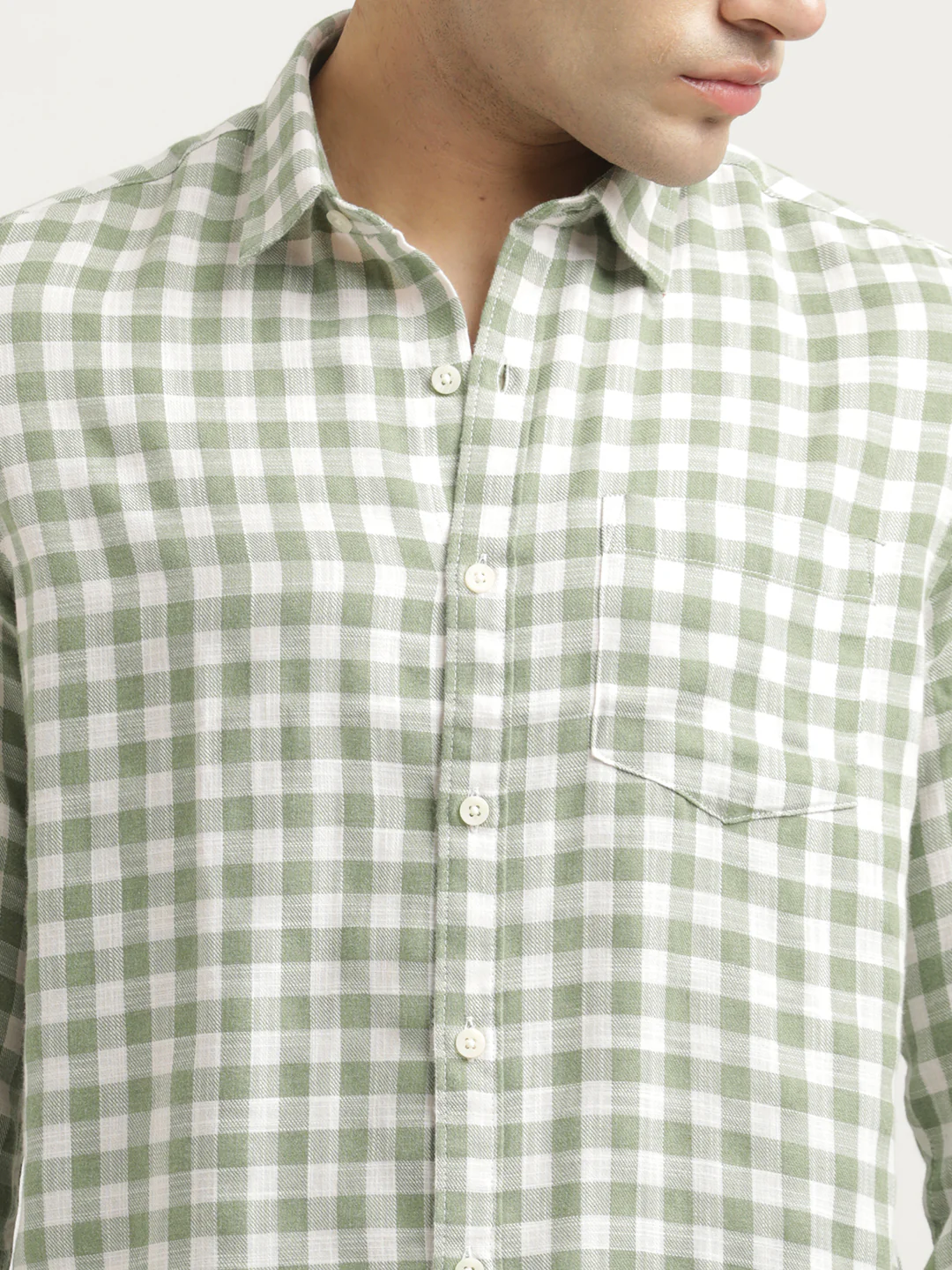 Men Checked Cotton-Linen Shirt - Image 5