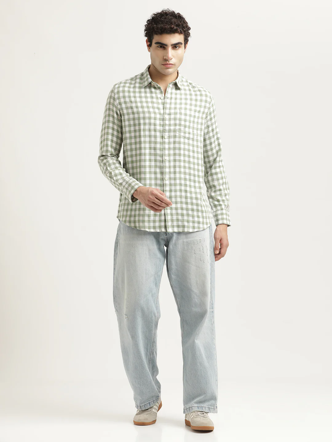 Men Checked Cotton-Linen Shirt - Image 6