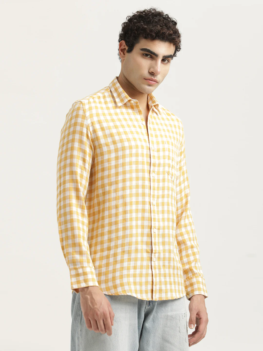 Men Checked Cotton-Linen Shirt - Image 3