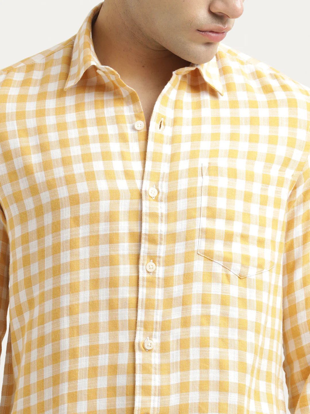 Men Checked Cotton-Linen Shirt - Image 4