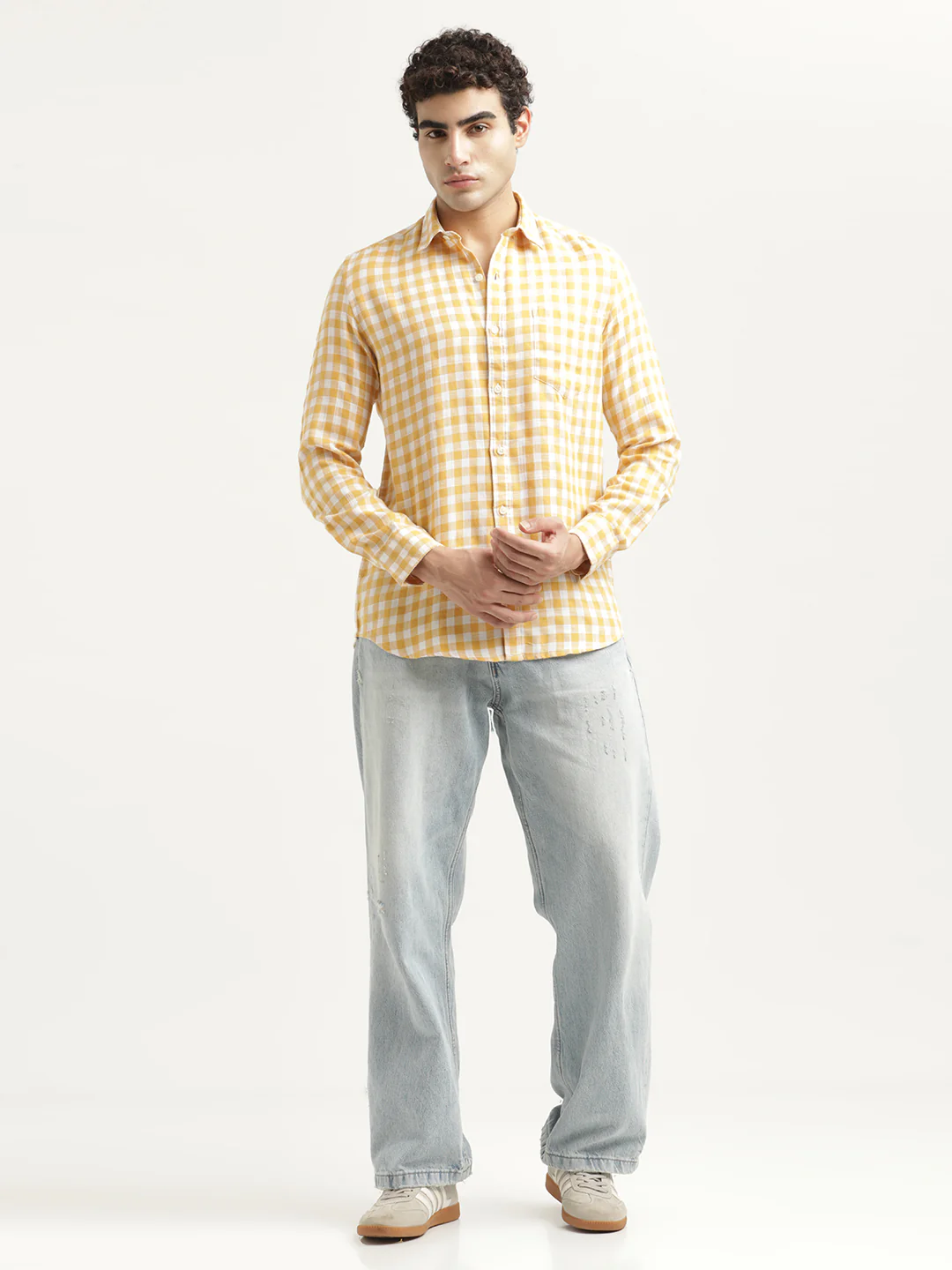 Men Checked Cotton-Linen Shirt - Image 5