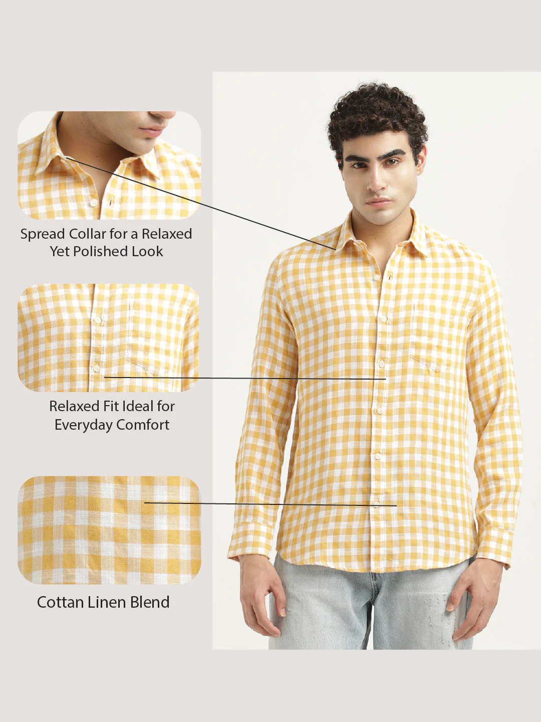 Men Checked Cotton-Linen Shirt - Image 6