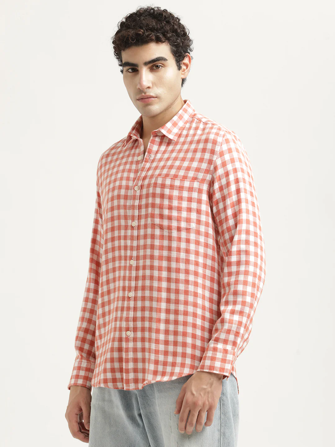Men Checked Cotton-Linen Shirt - Image 2