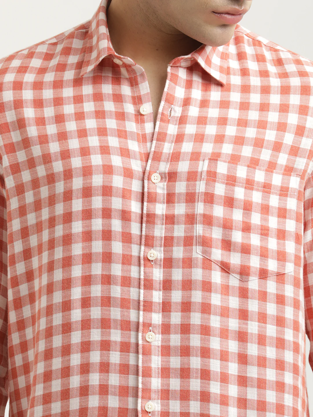Men Checked Cotton-Linen Shirt - Image 3