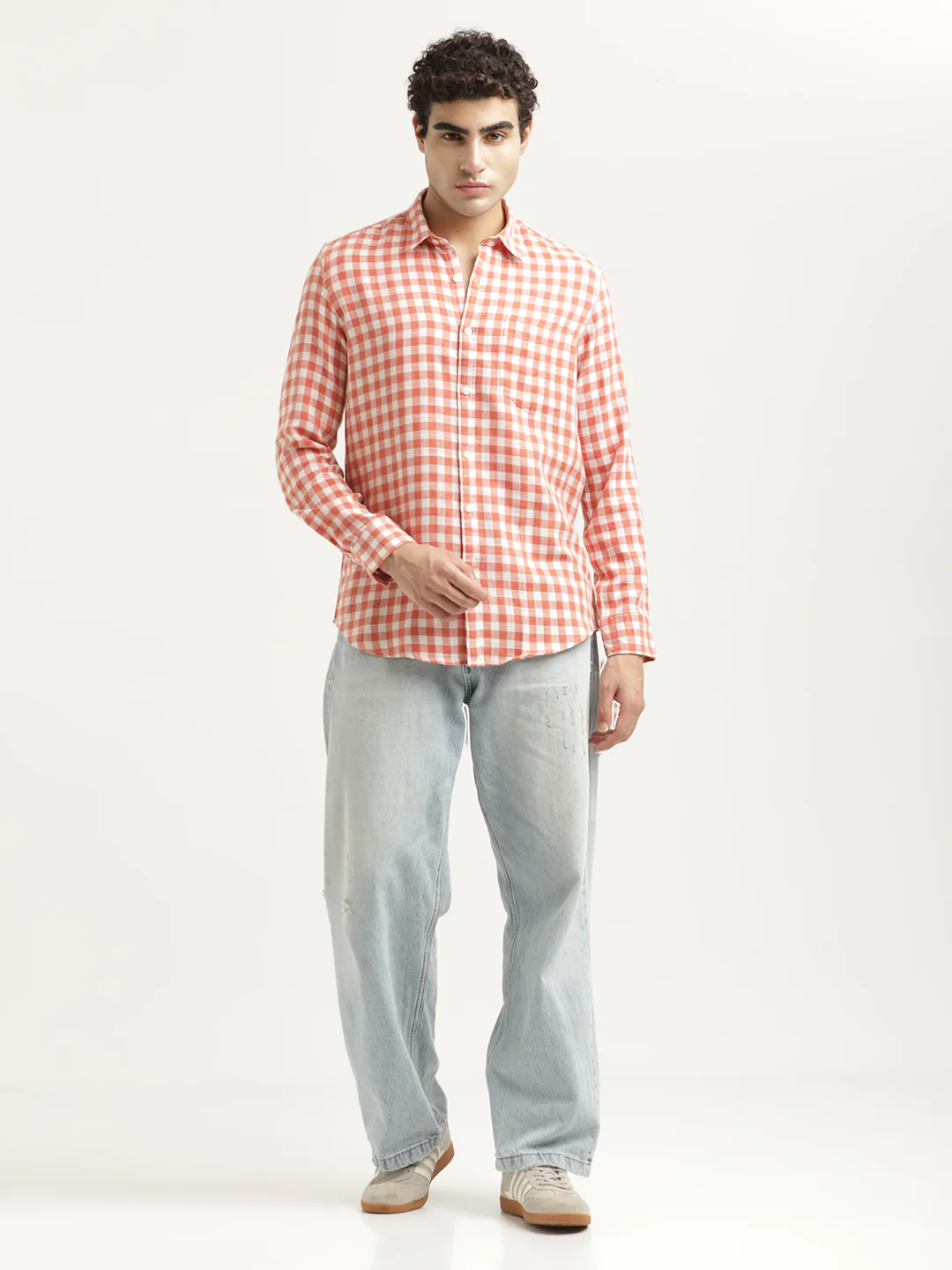 Men Checked Cotton-Linen Shirt - Image 5