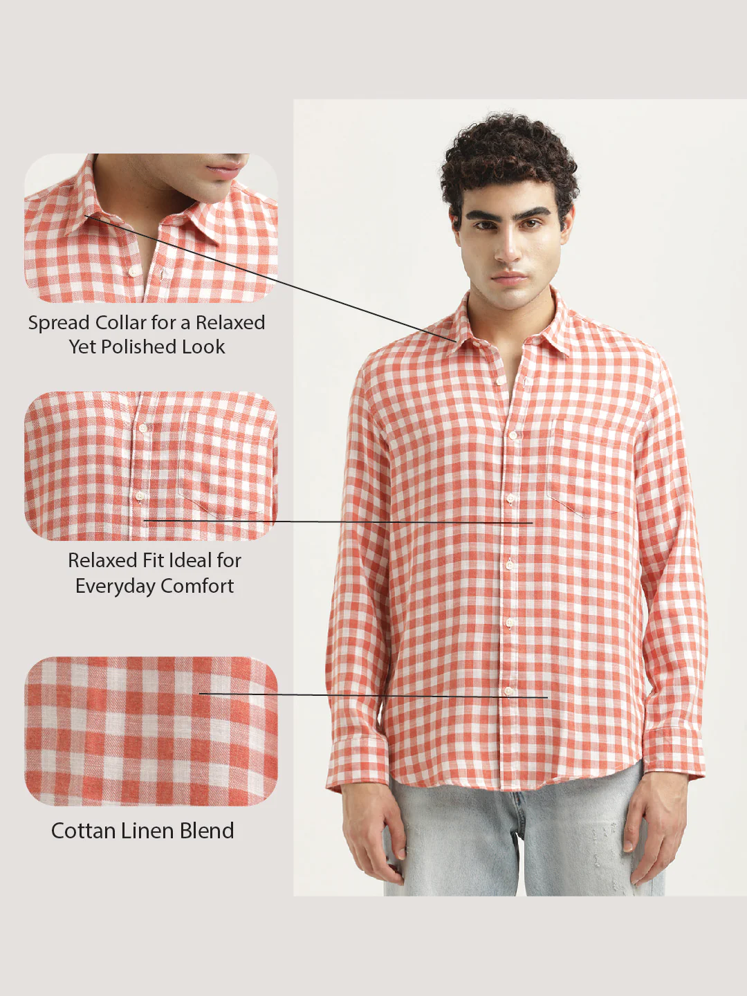 Men Checked Cotton-Linen Shirt - Image 6