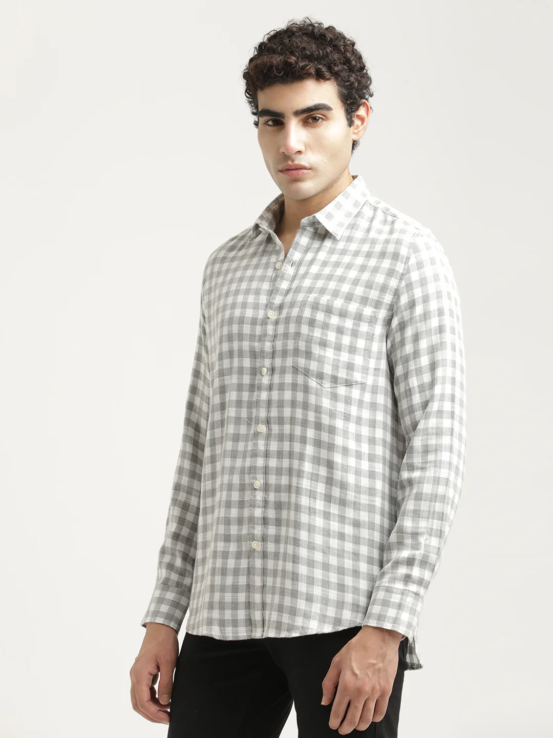 Men Checked Cotton-Linen Shirt - Image 3